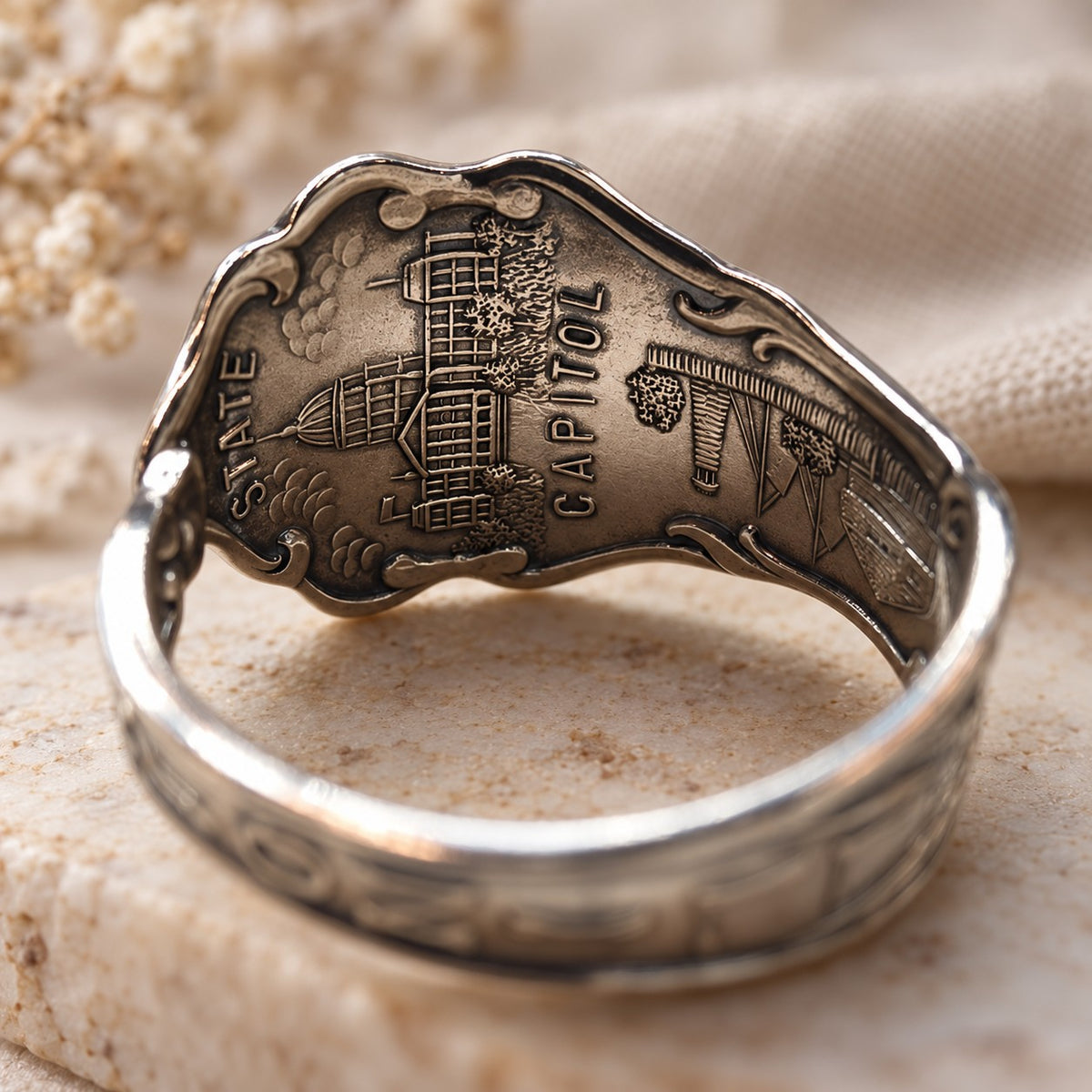 Vintage Sterling Silver Illinois Spoon Ring