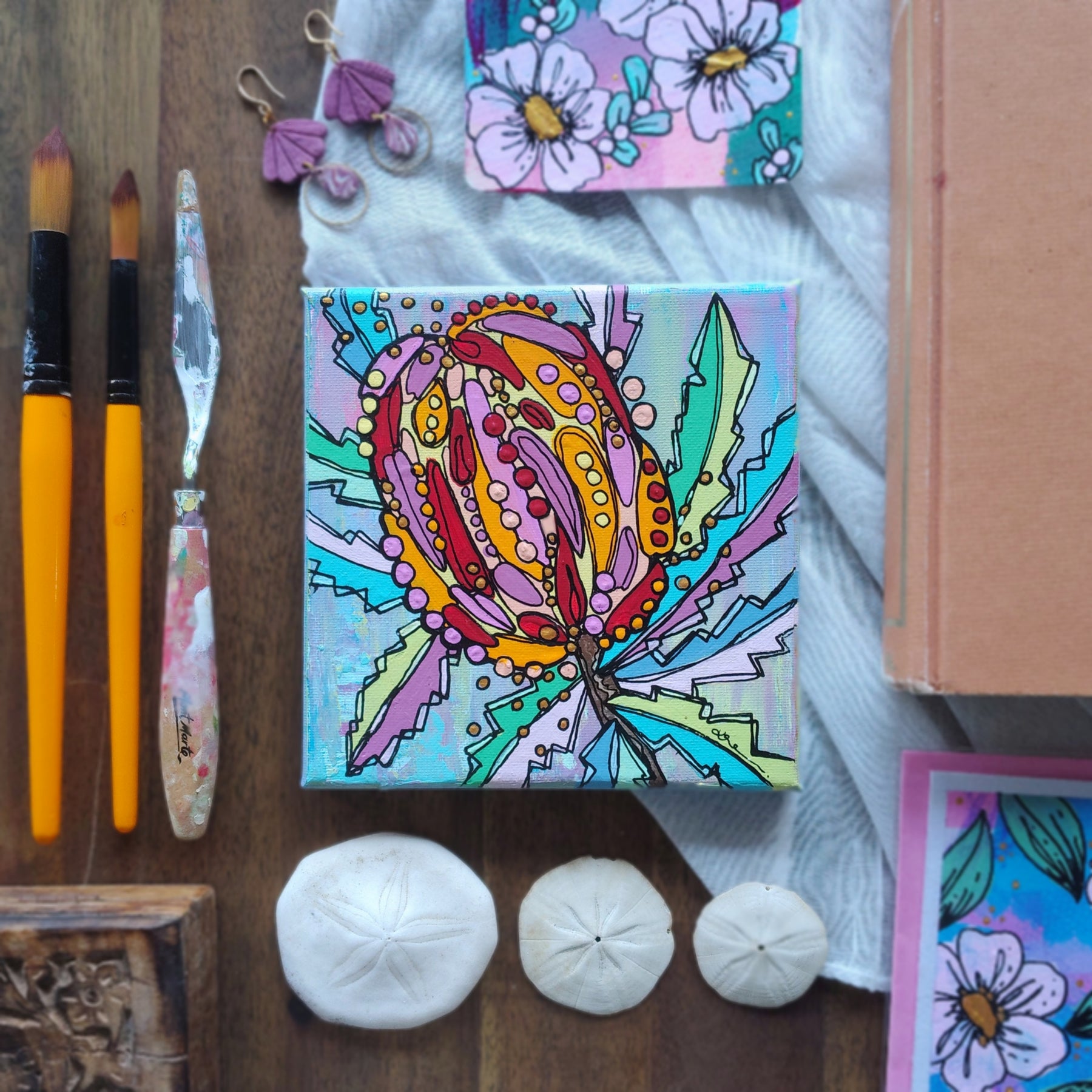 Origianl Art - "Abstract Banksia Study" - Streatched Canvas - Abstract Art