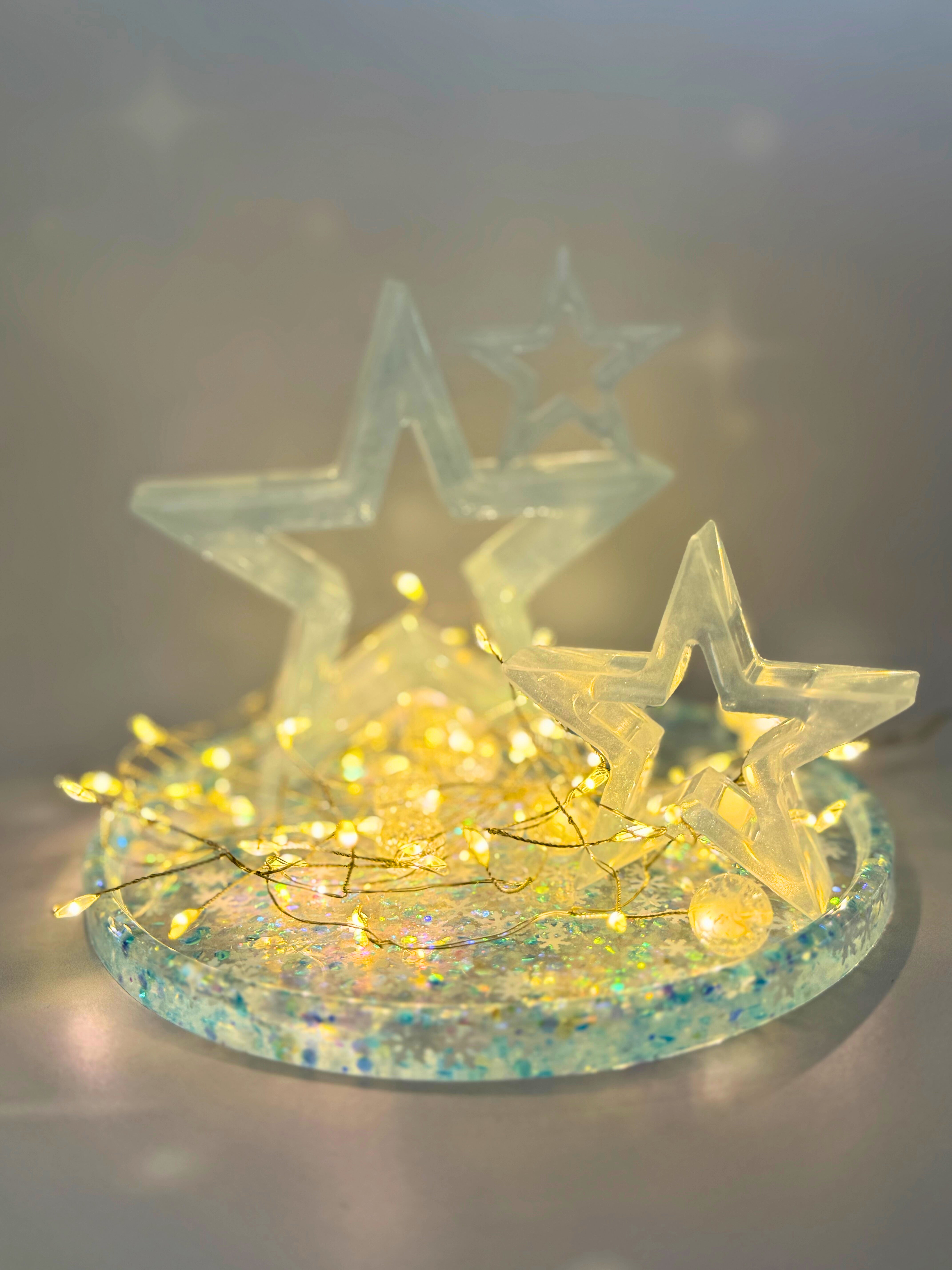 Handmade Resin Star Set with Round Tray