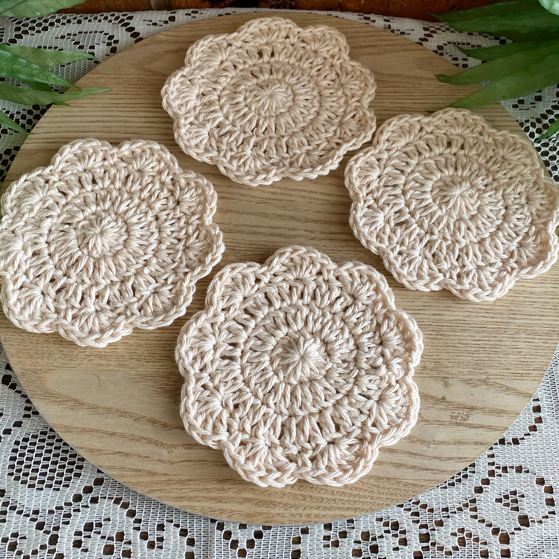 Crochet Coasters-Decorative Doilies Set of 4