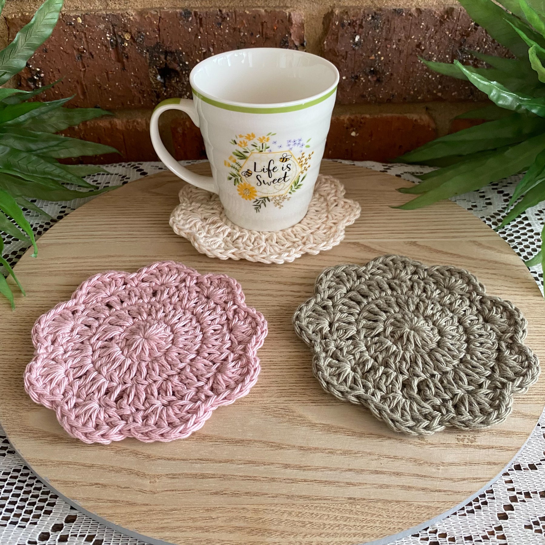 Crochet Coasters-Decorative Doilies Set of 4