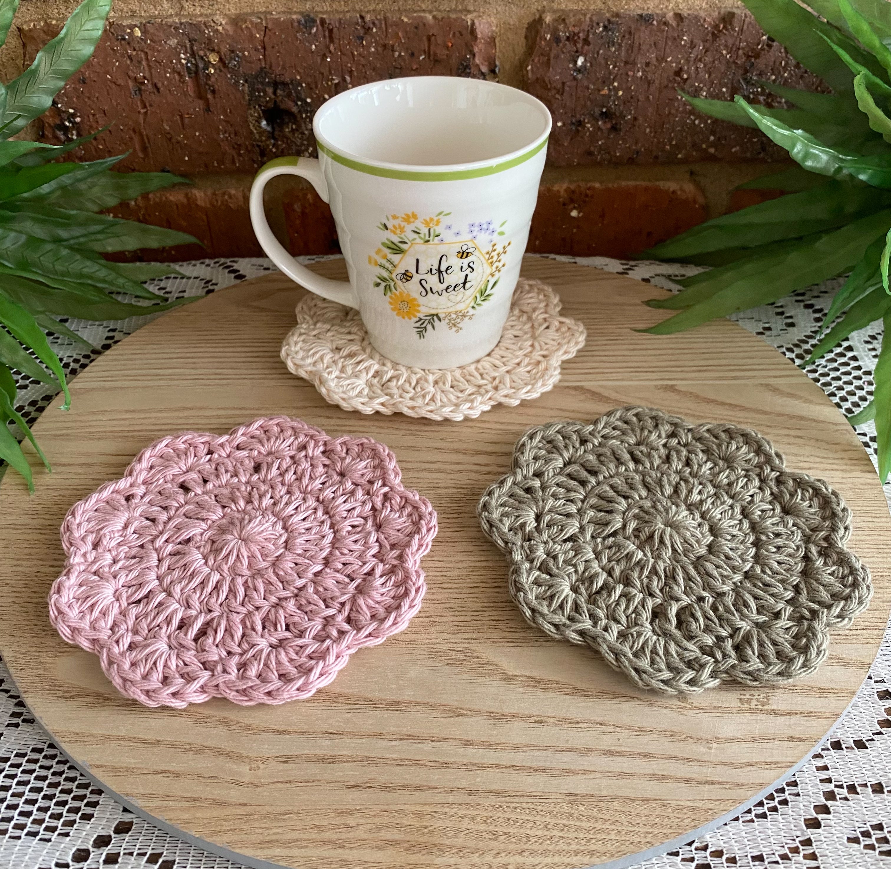 Crochet Coasters-Decorative Doilies Set of 4