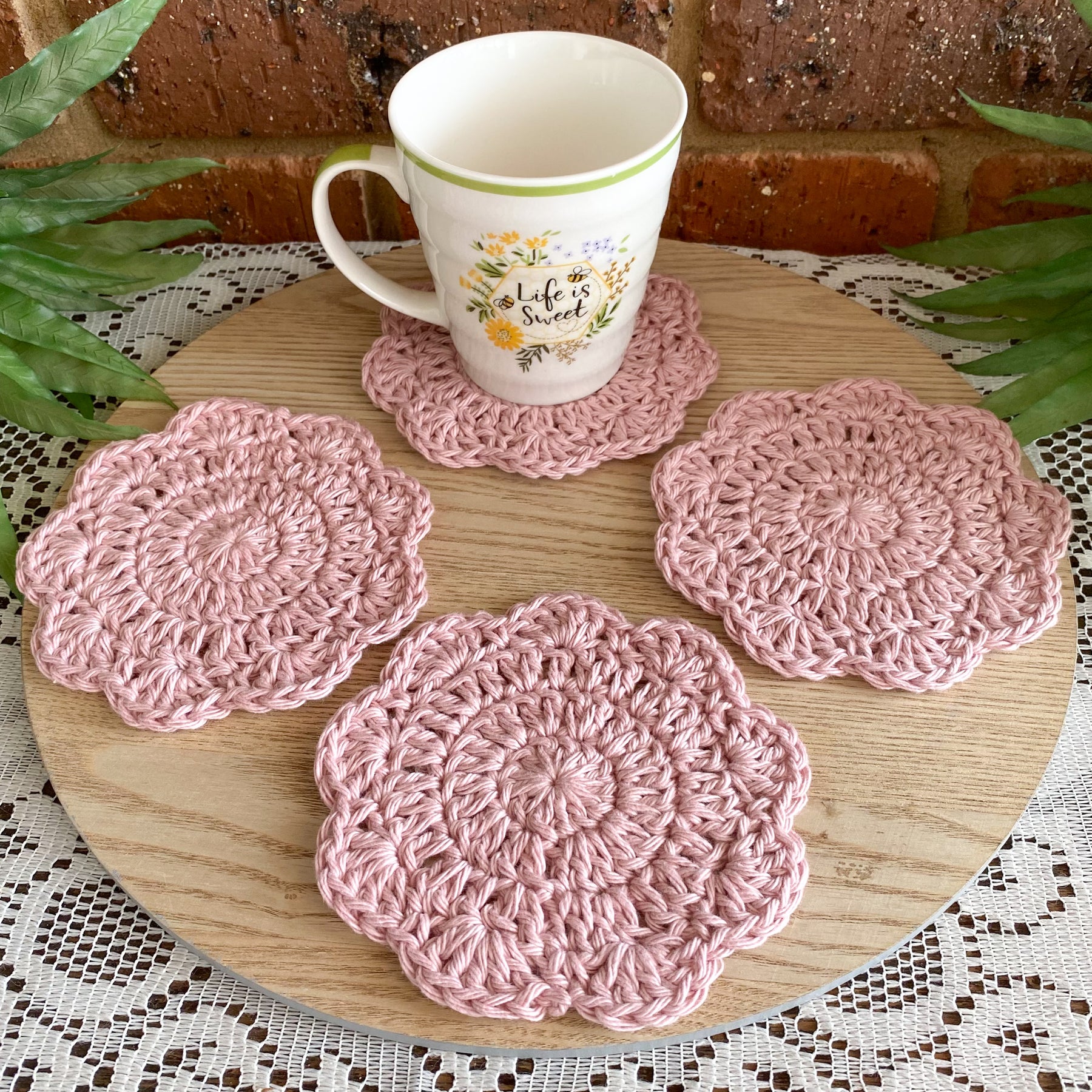 Crochet Coasters-Decorative Doilies Set of 4
