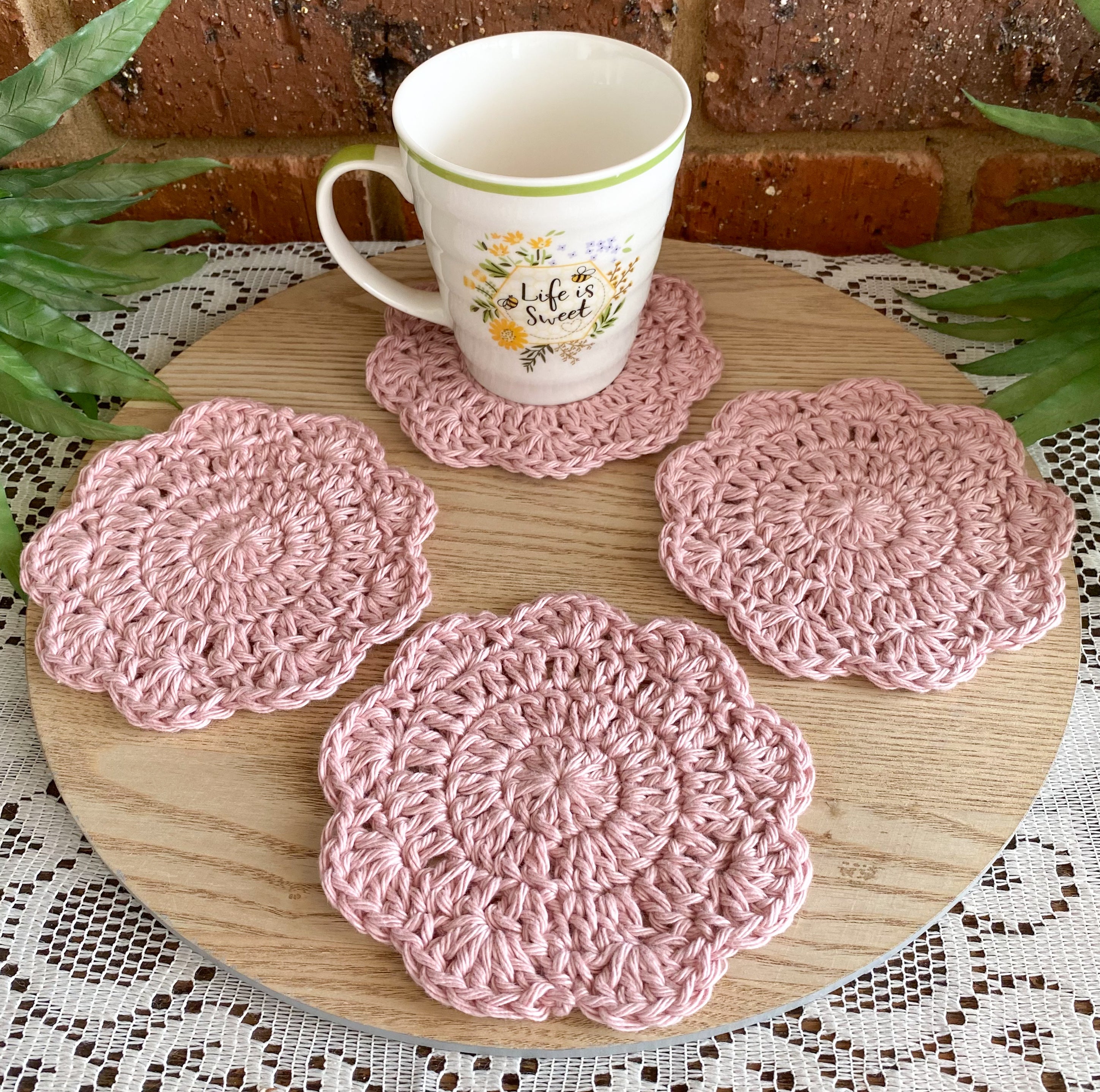 Crochet Coasters-Decorative Doilies Set of 4
