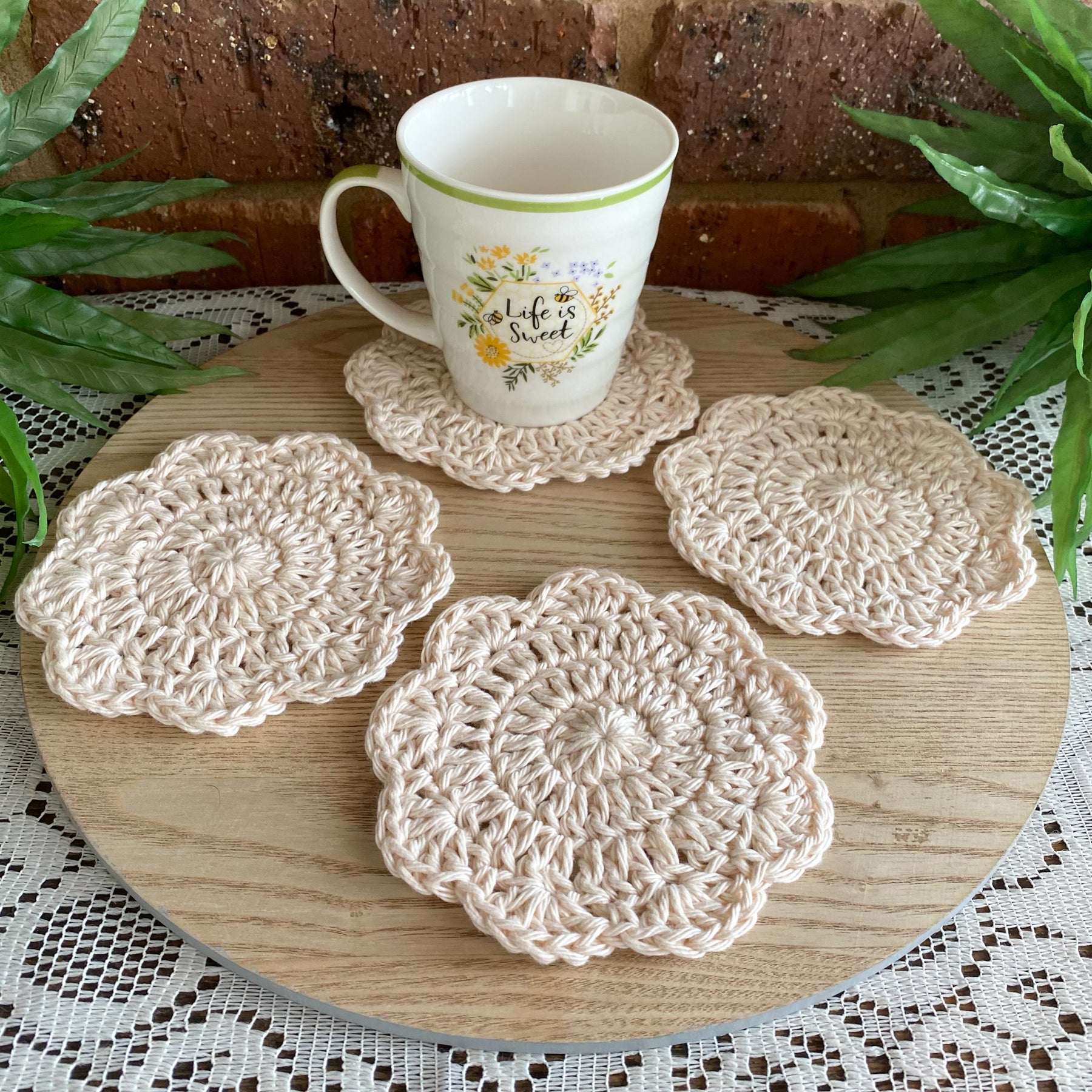 Crochet Coasters-Decorative Doilies Set of 4