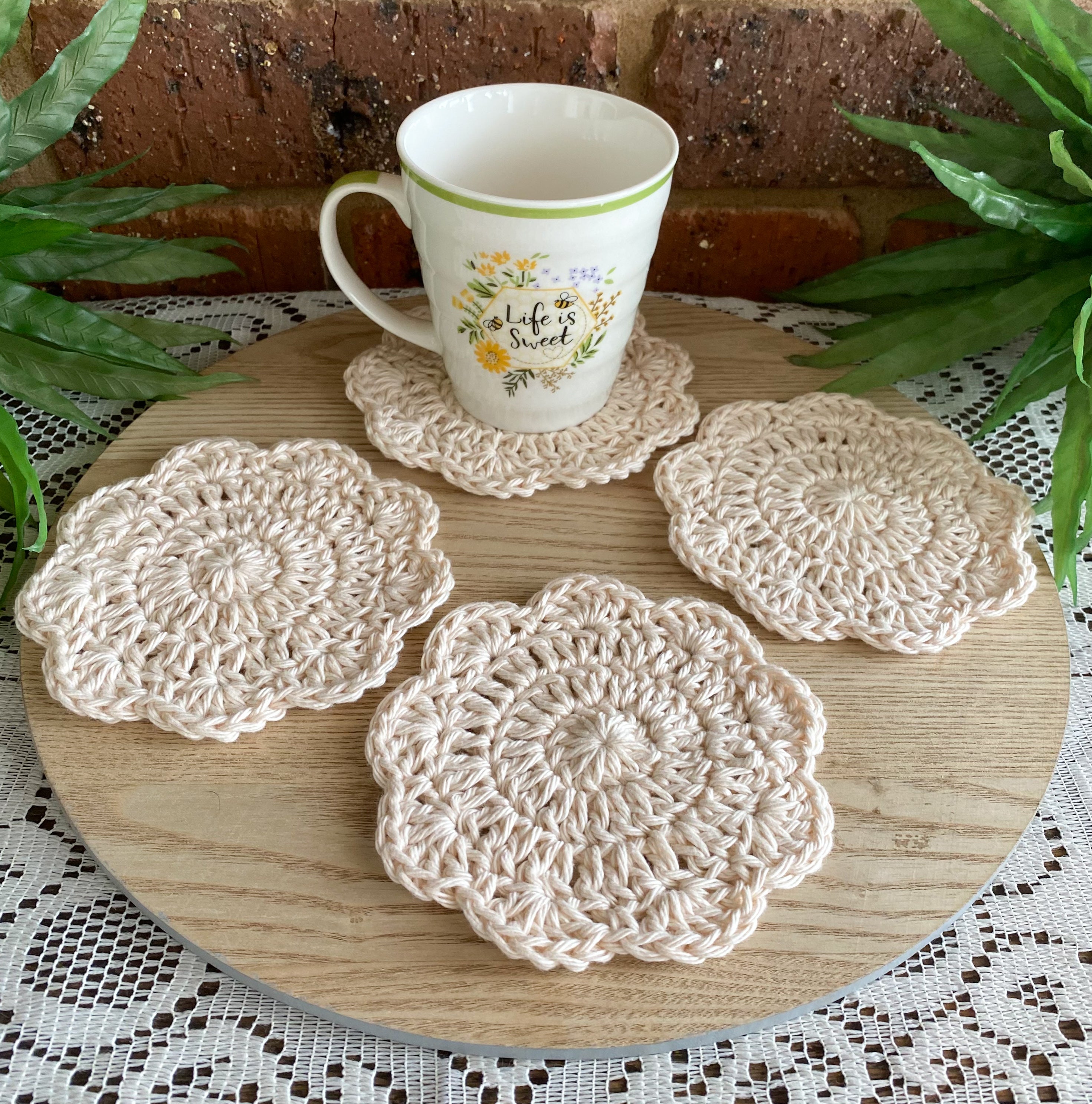 Crochet Coasters-Decorative Doilies Set of 4