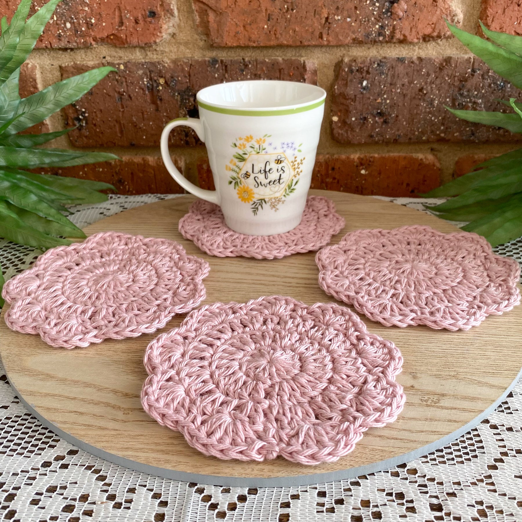 Crochet Coasters-Decorative Doilies Set of 4