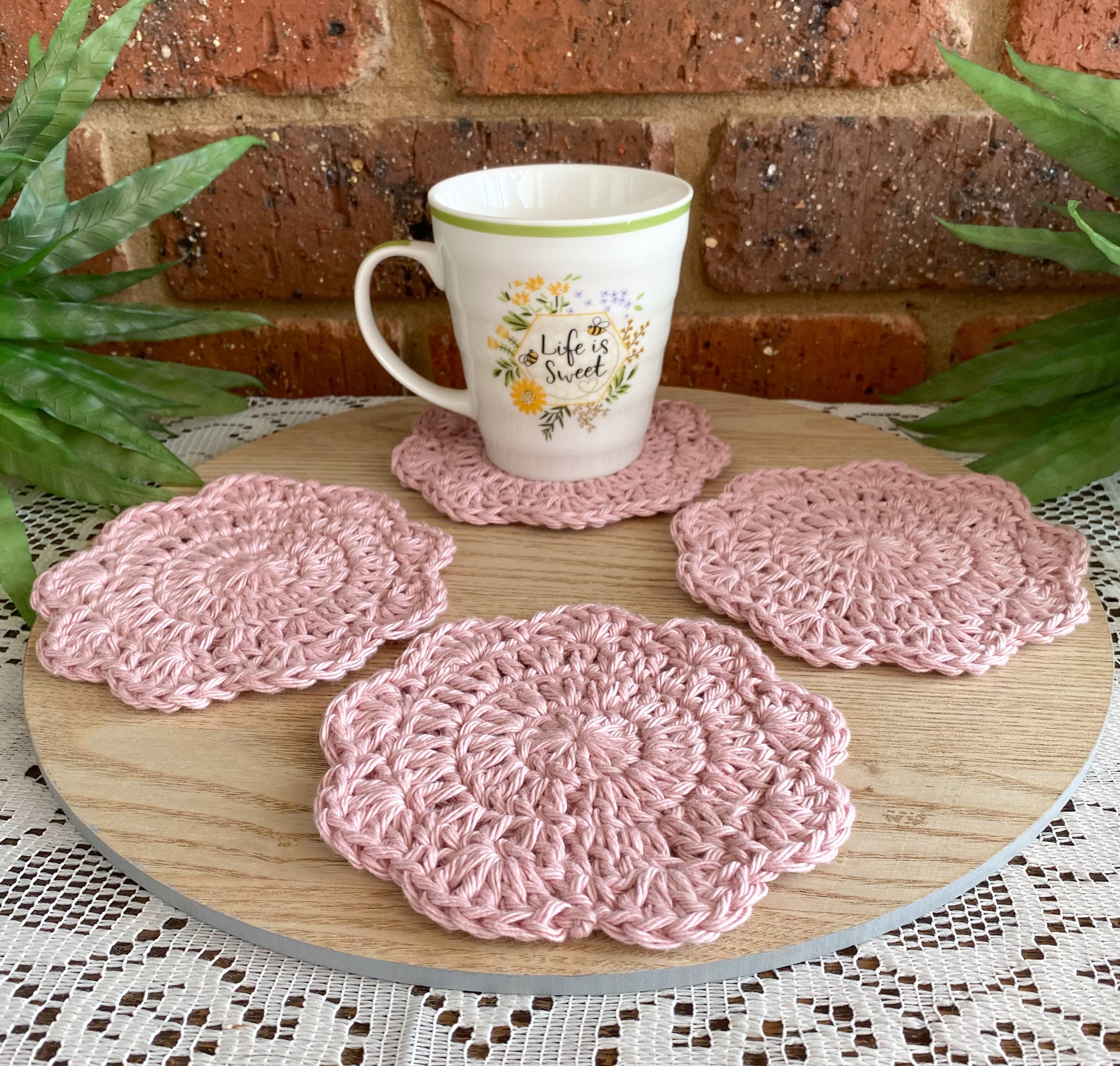 Crochet Coasters-Decorative Doilies Set of 4