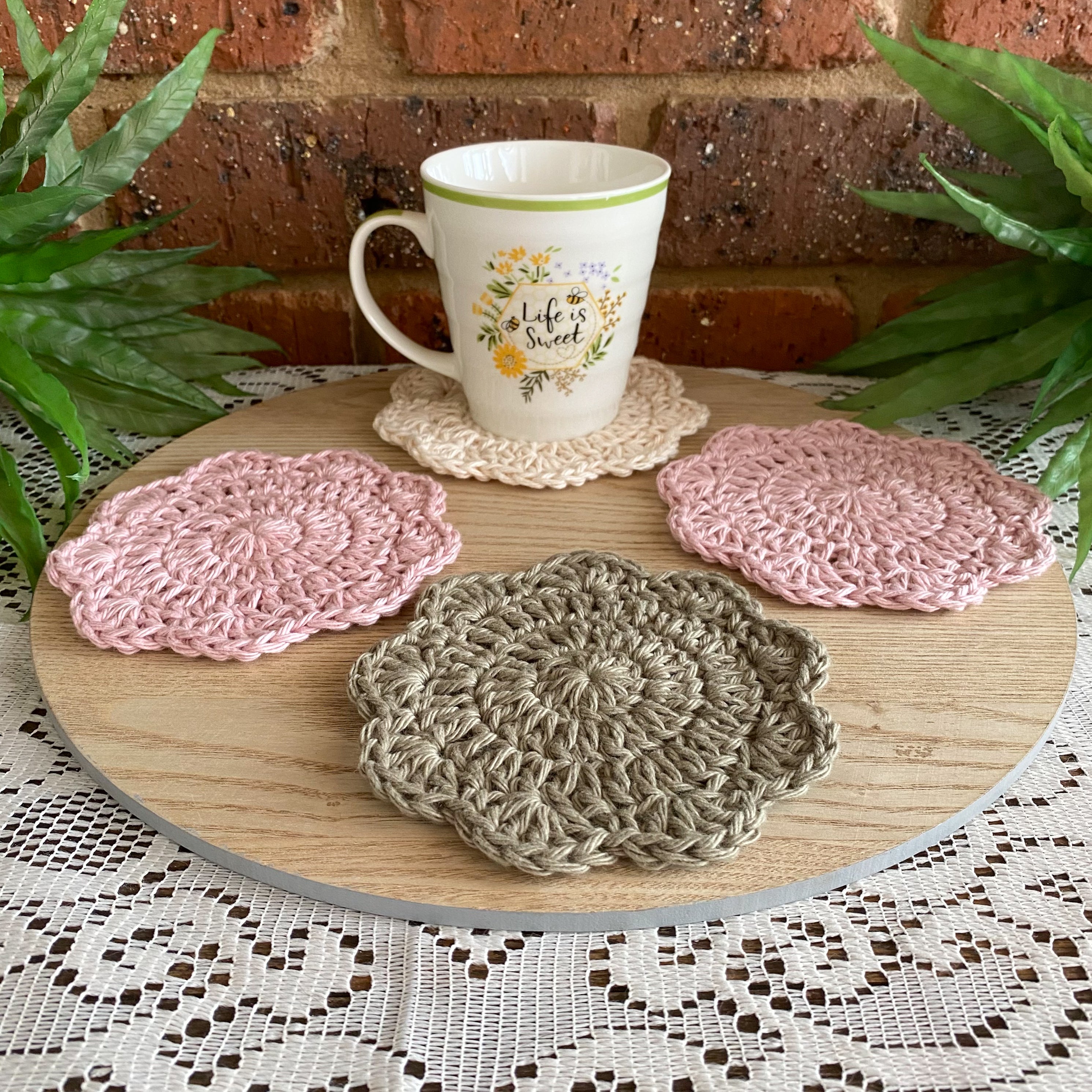 Crochet Coasters-Decorative Doilies Set of 4