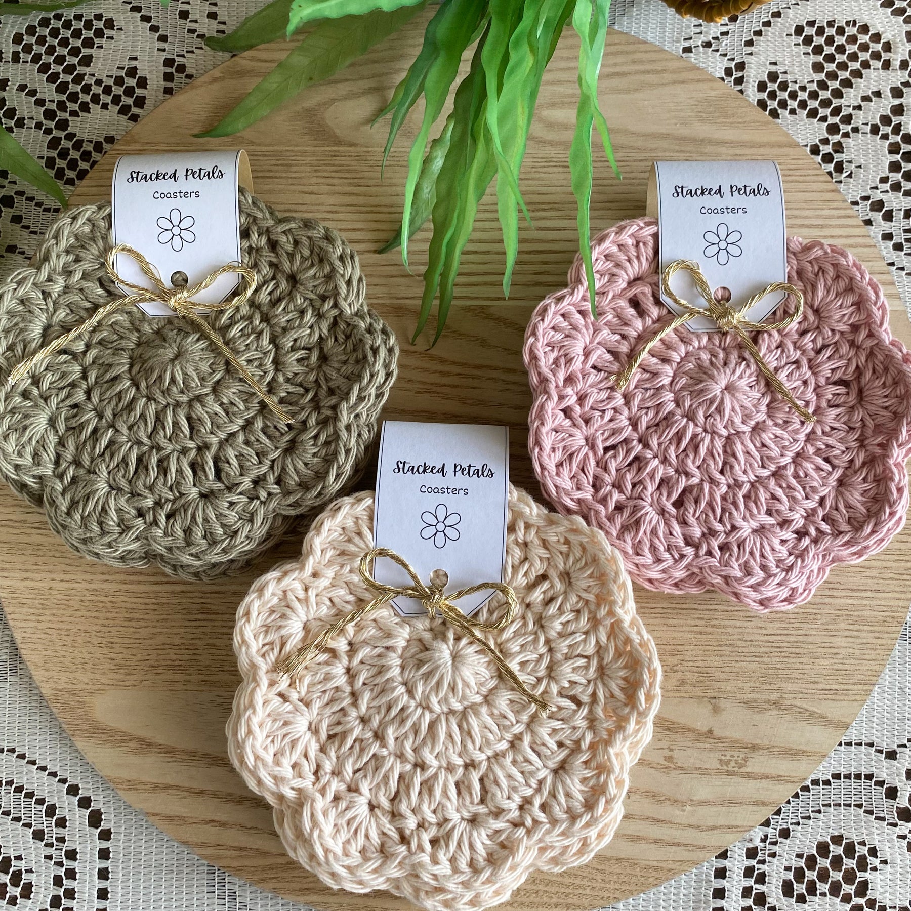 Crochet Coasters-Decorative Doilies Set of 4