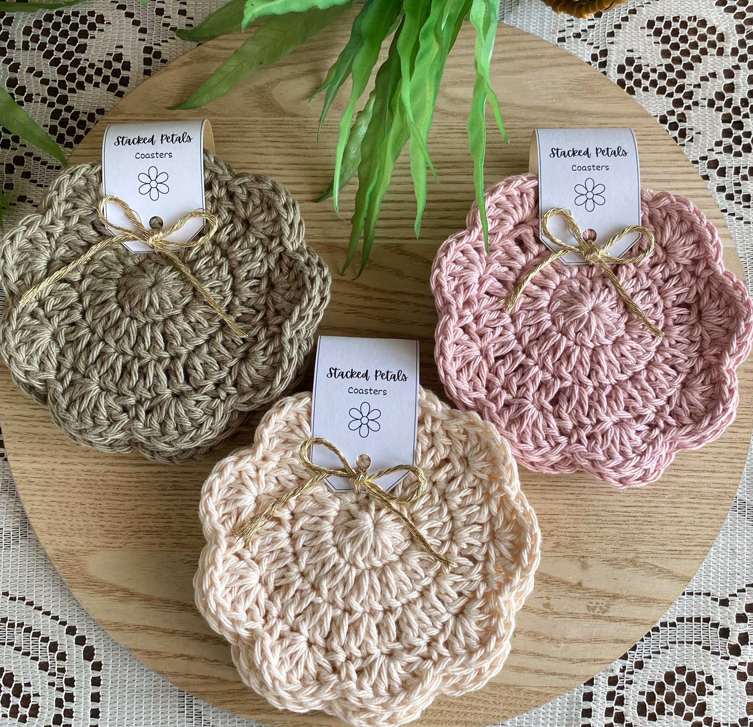 Crochet Coasters-Decorative Doilies Set of 4