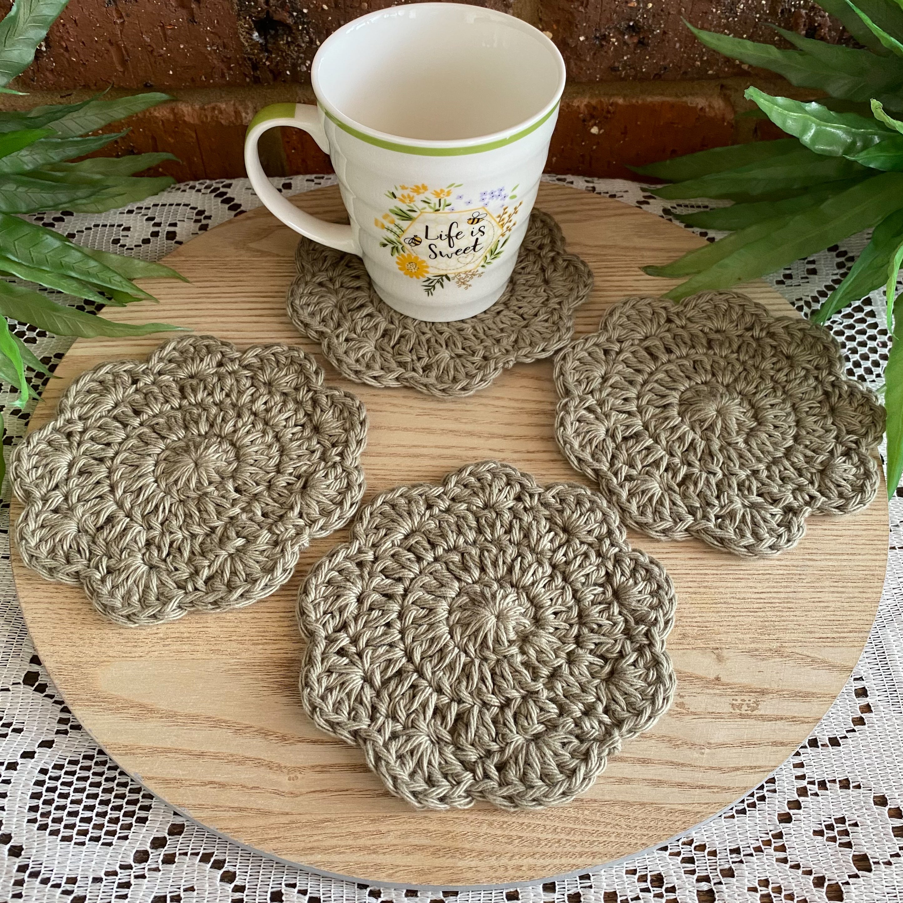 Crochet Coasters-Decorative Doilies Set of 4