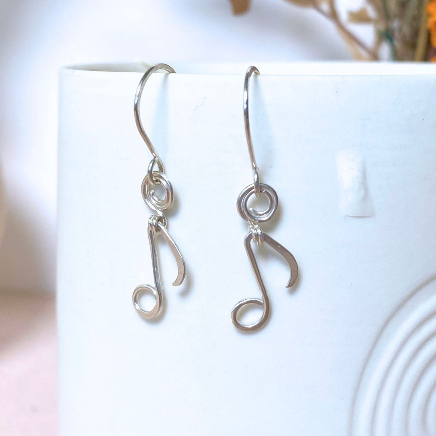 Music dangle earrings | Treble clef, Quaver, Double quaver | Sterling silver, Gold-filled, Stainless steel | Music lover gift