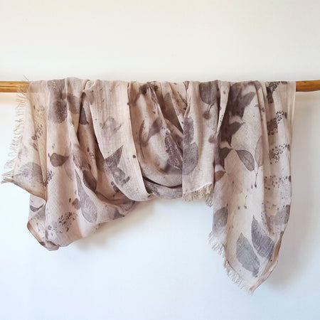 The Audrey - Cotton & Linen Blend Ecoprint Scarf/Wrap