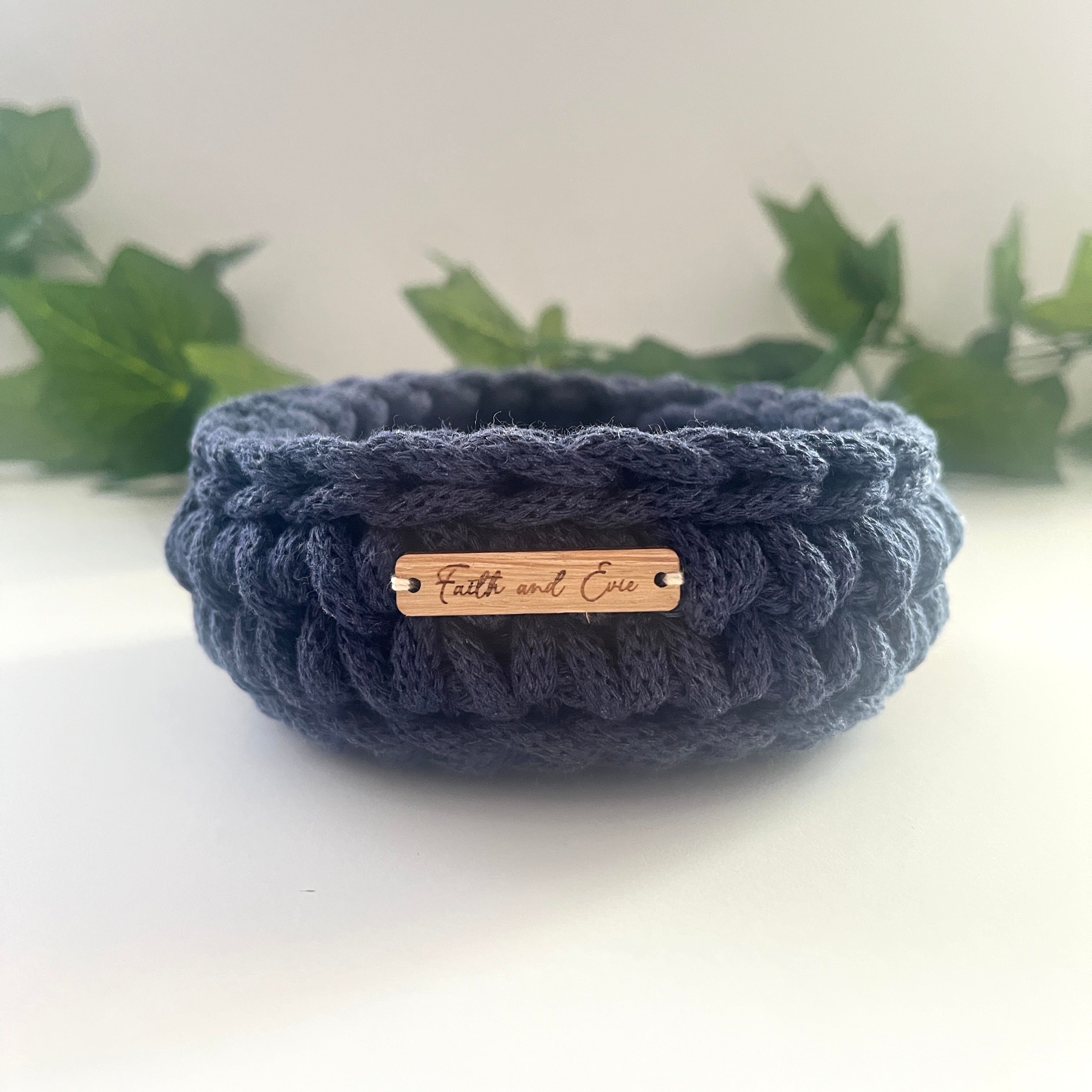 Mini basket - crocheted - colour denim