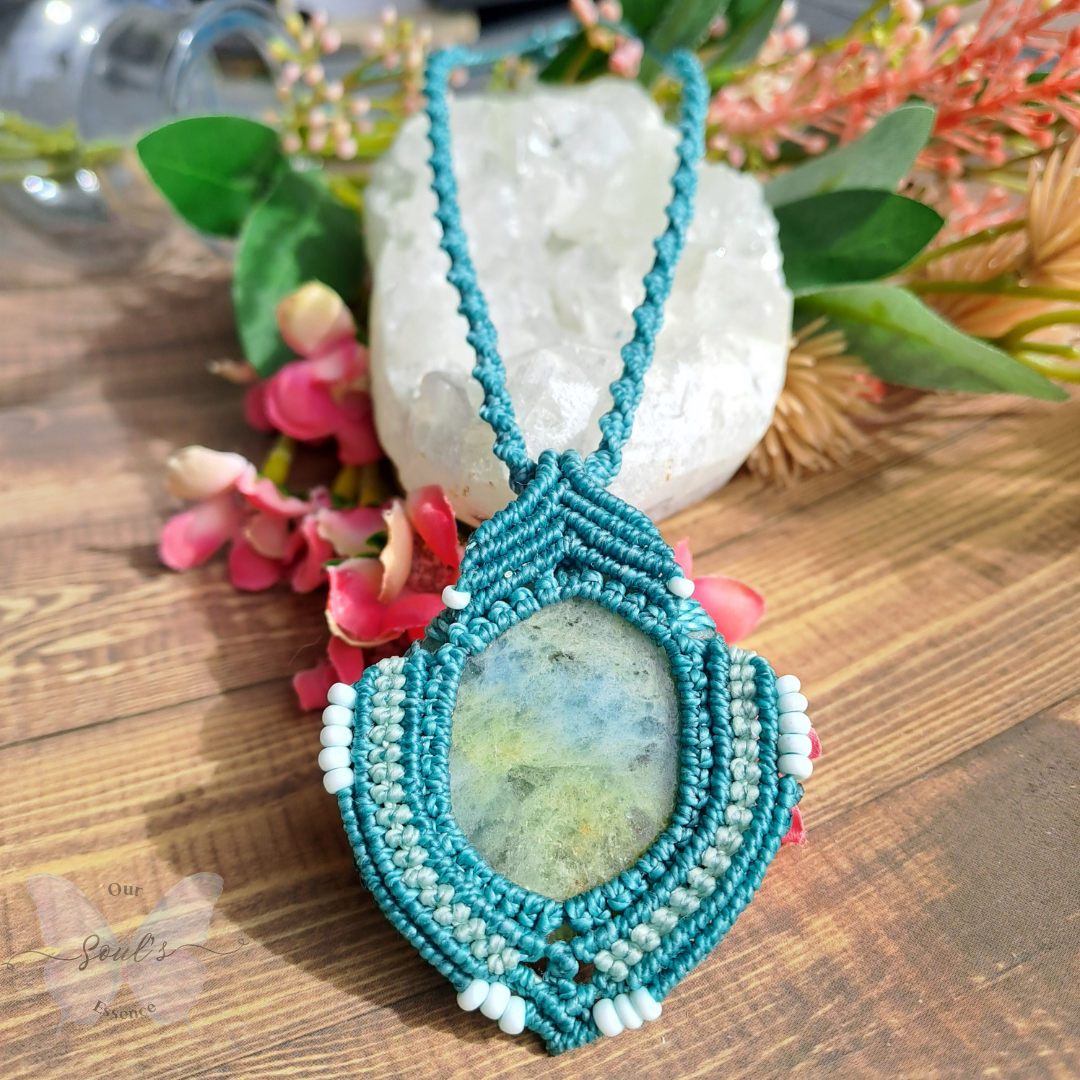 Aquamarine Micro Macramé Necklace