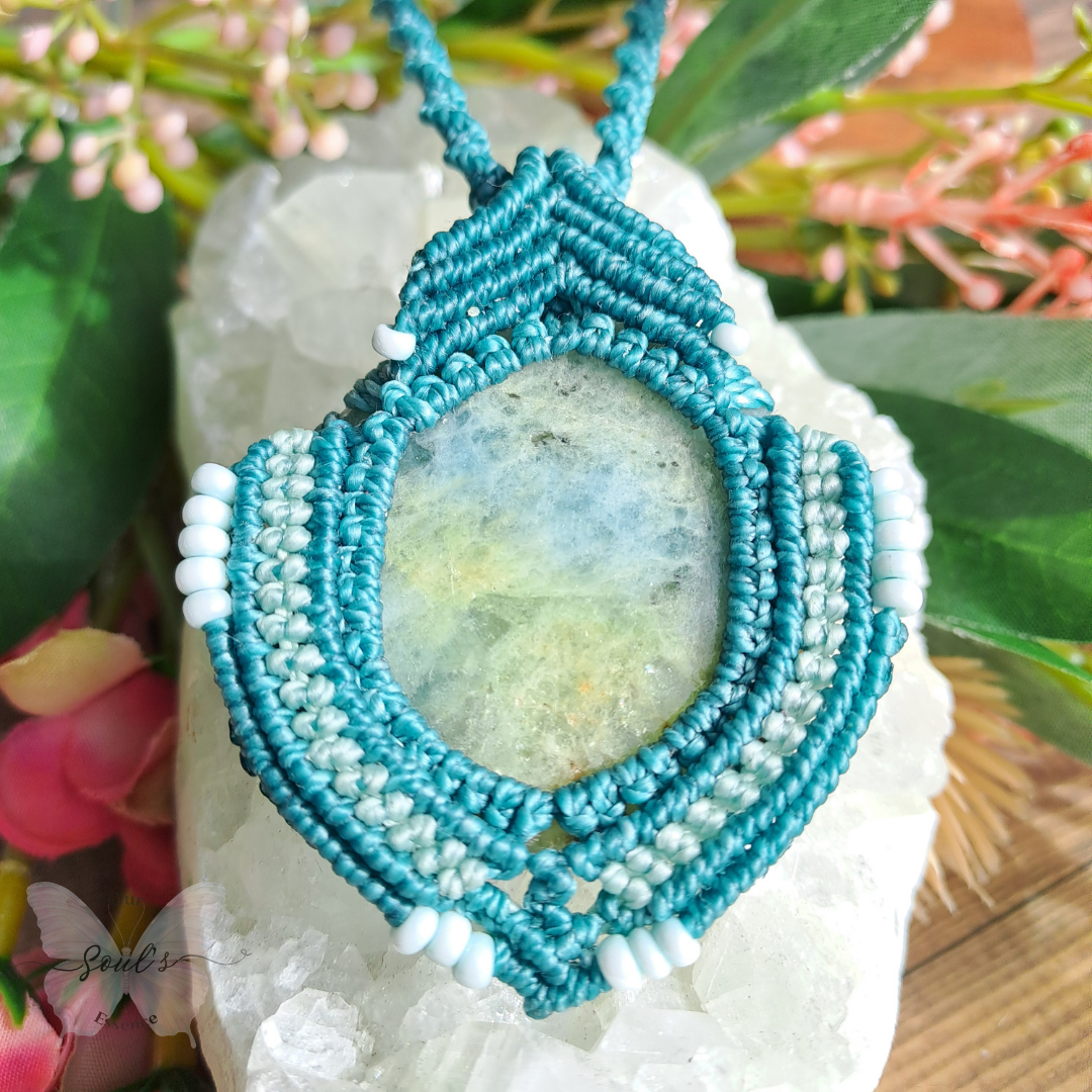 Aquamarine Micro Macramé Necklace
