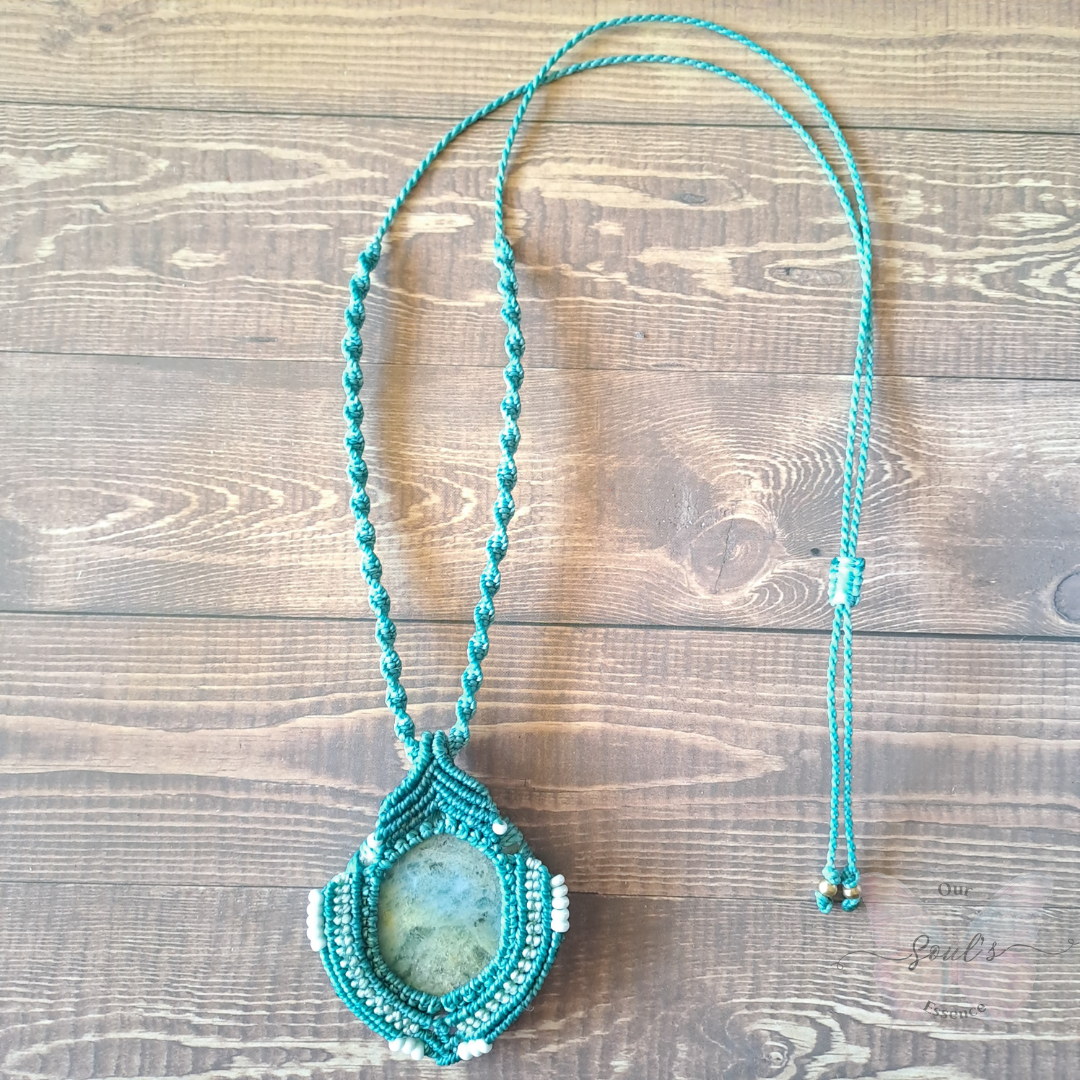 Aquamarine Micro Macramé Necklace