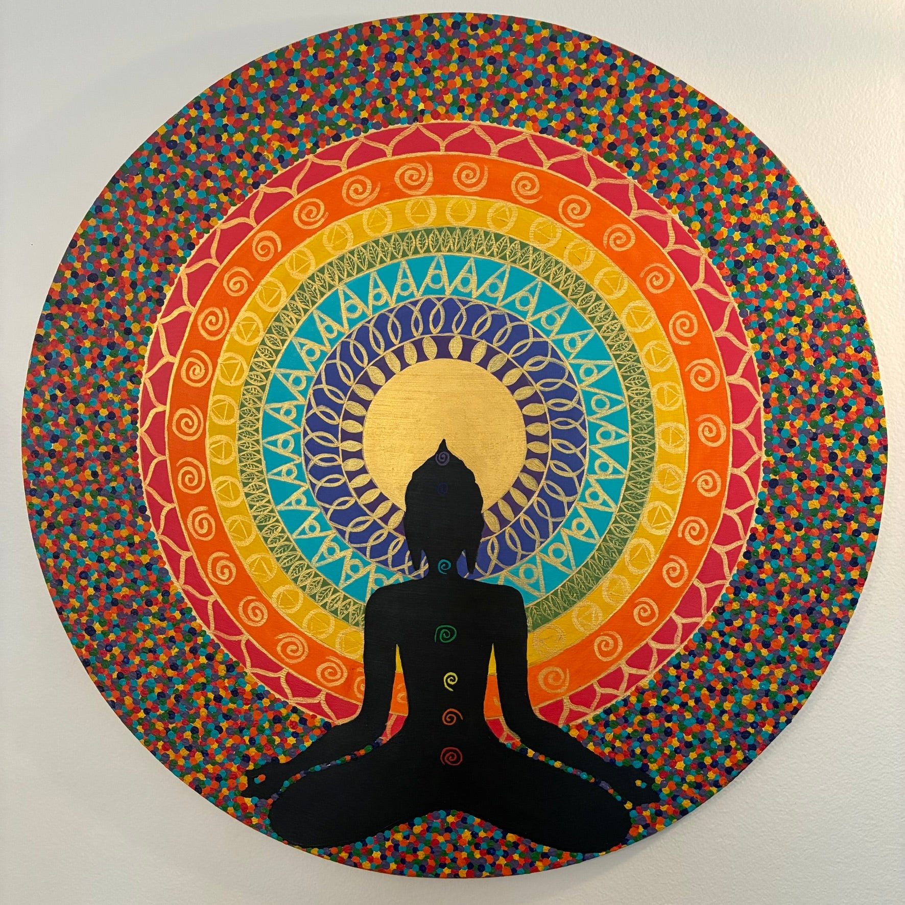 Painting - "Mandala of Abundance" (Acrylic on round board) Original