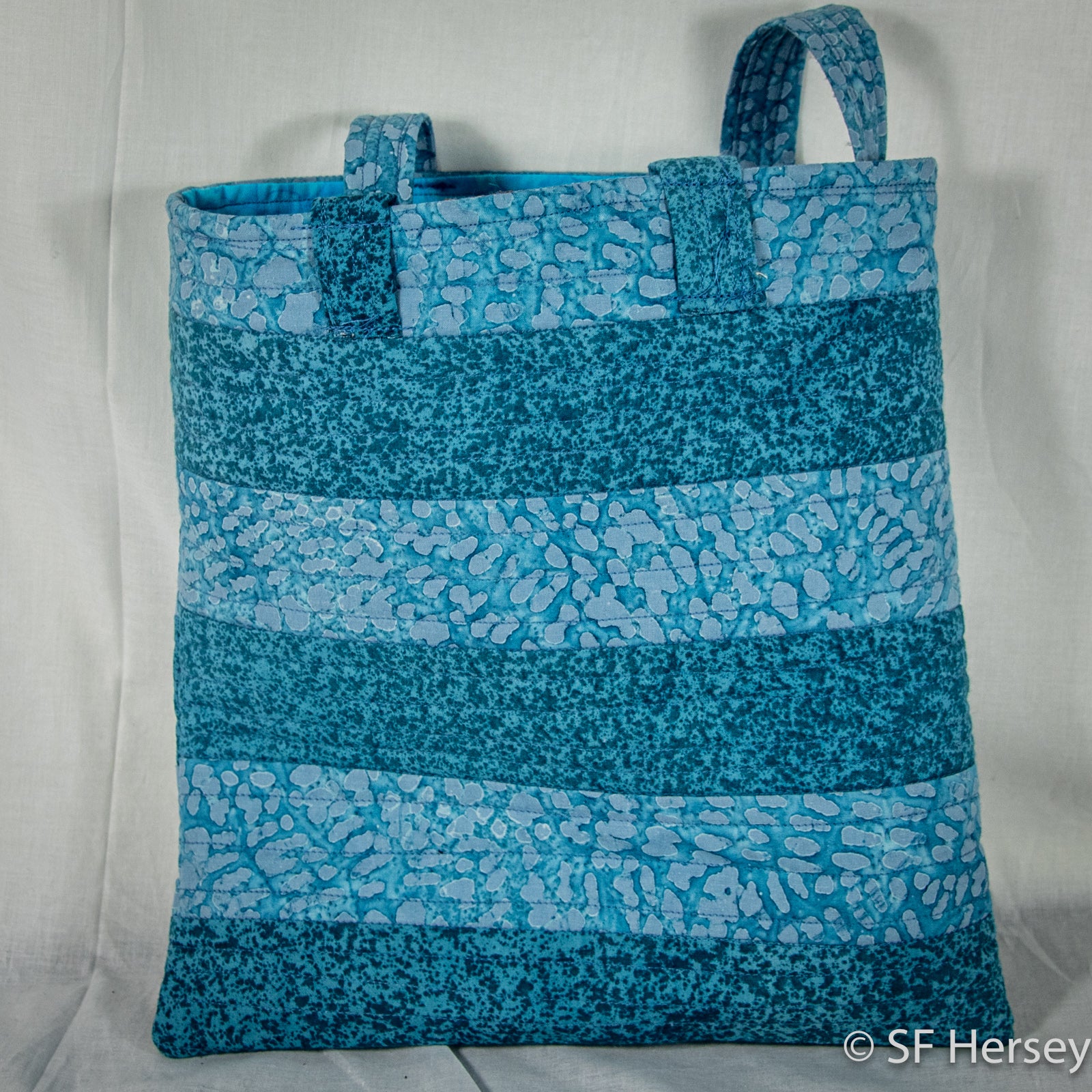 Blue Horizontal Striped Small Tote