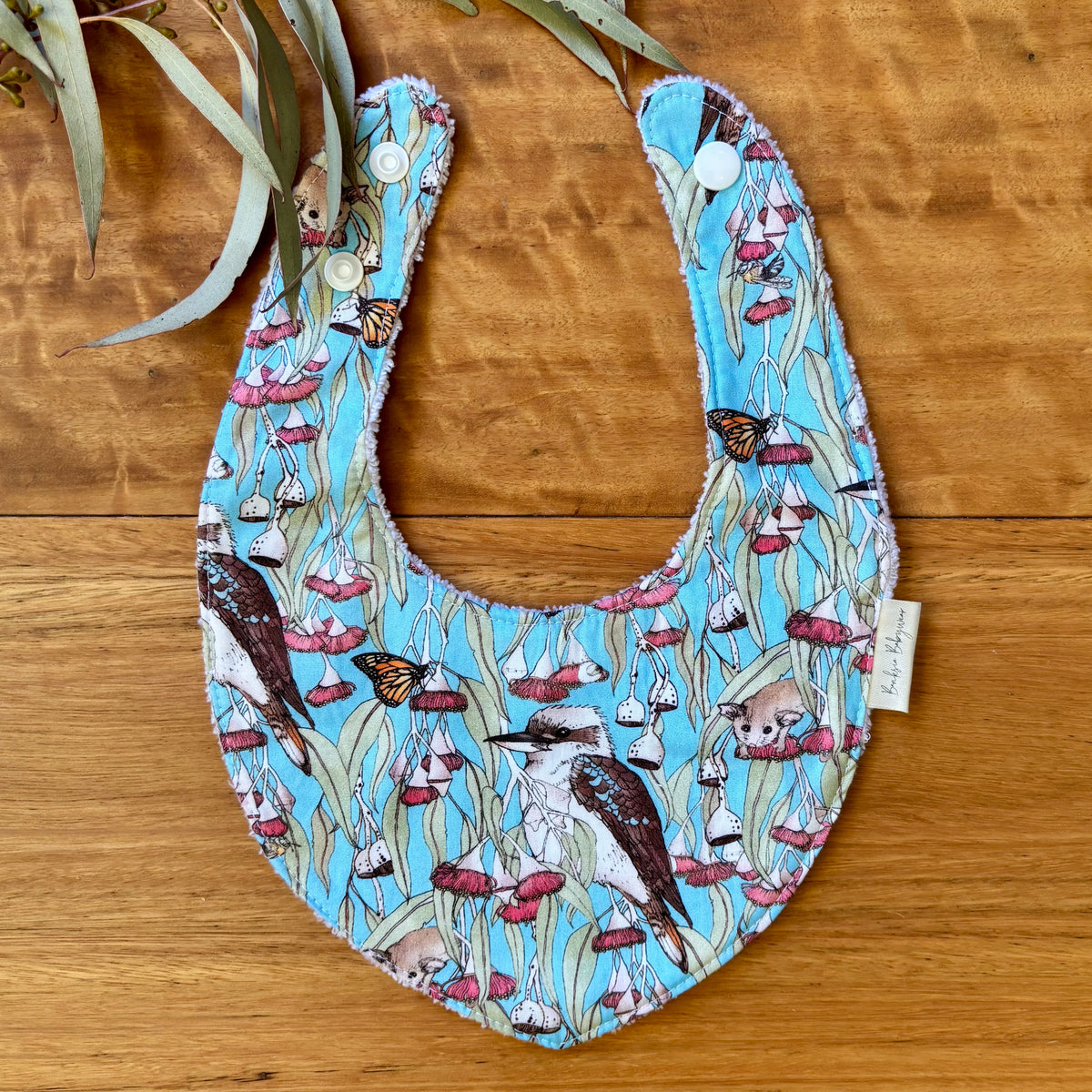 Baby Bib and Burp Cloth Set | Kookaburras and Possums | Ready to Ship