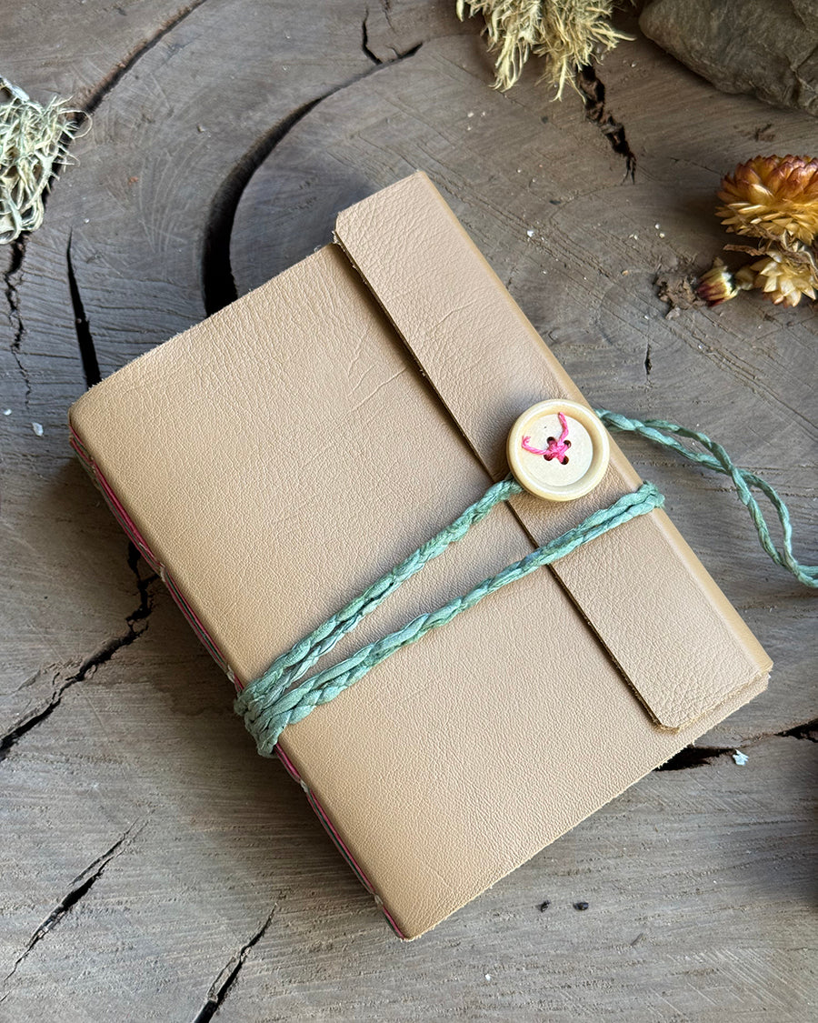 Pale Tan Straight-stitched Leather A6 Journal