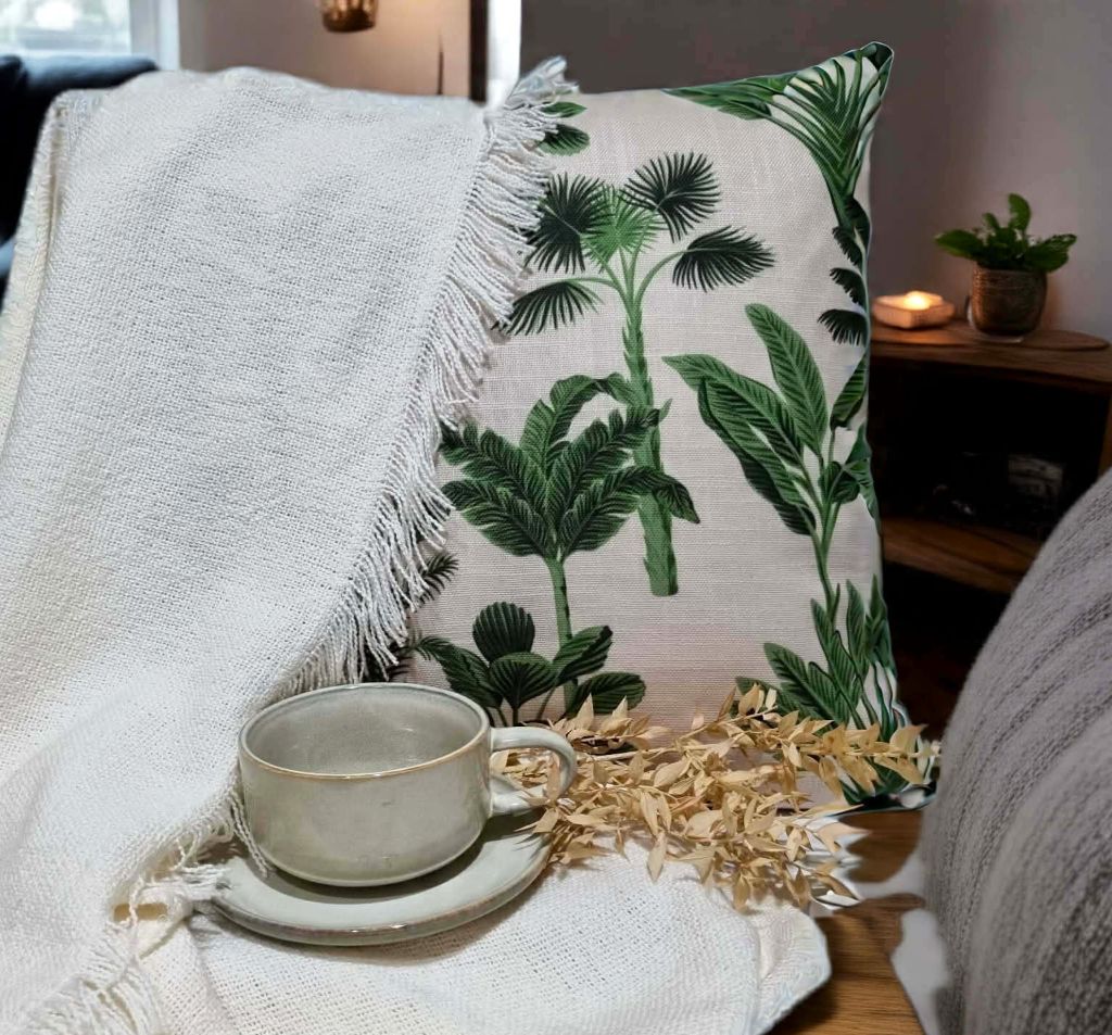 Palms print cushion cover. Coastal living 45x45cm