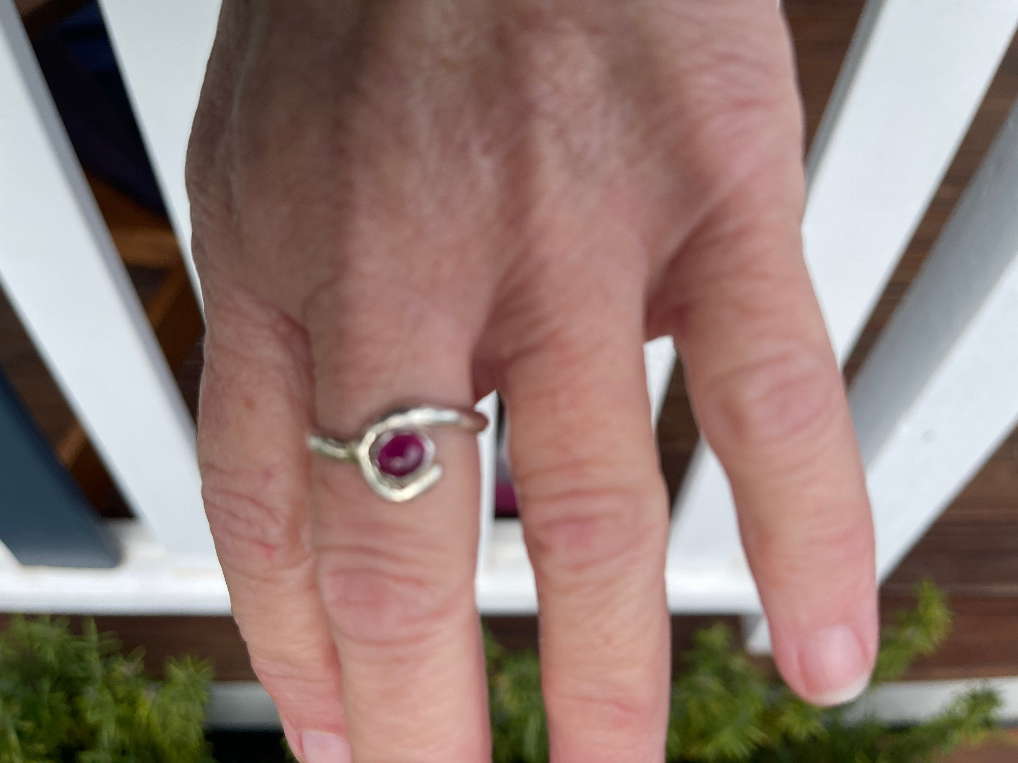 Slim 925 Band and little Cabachon Ruby