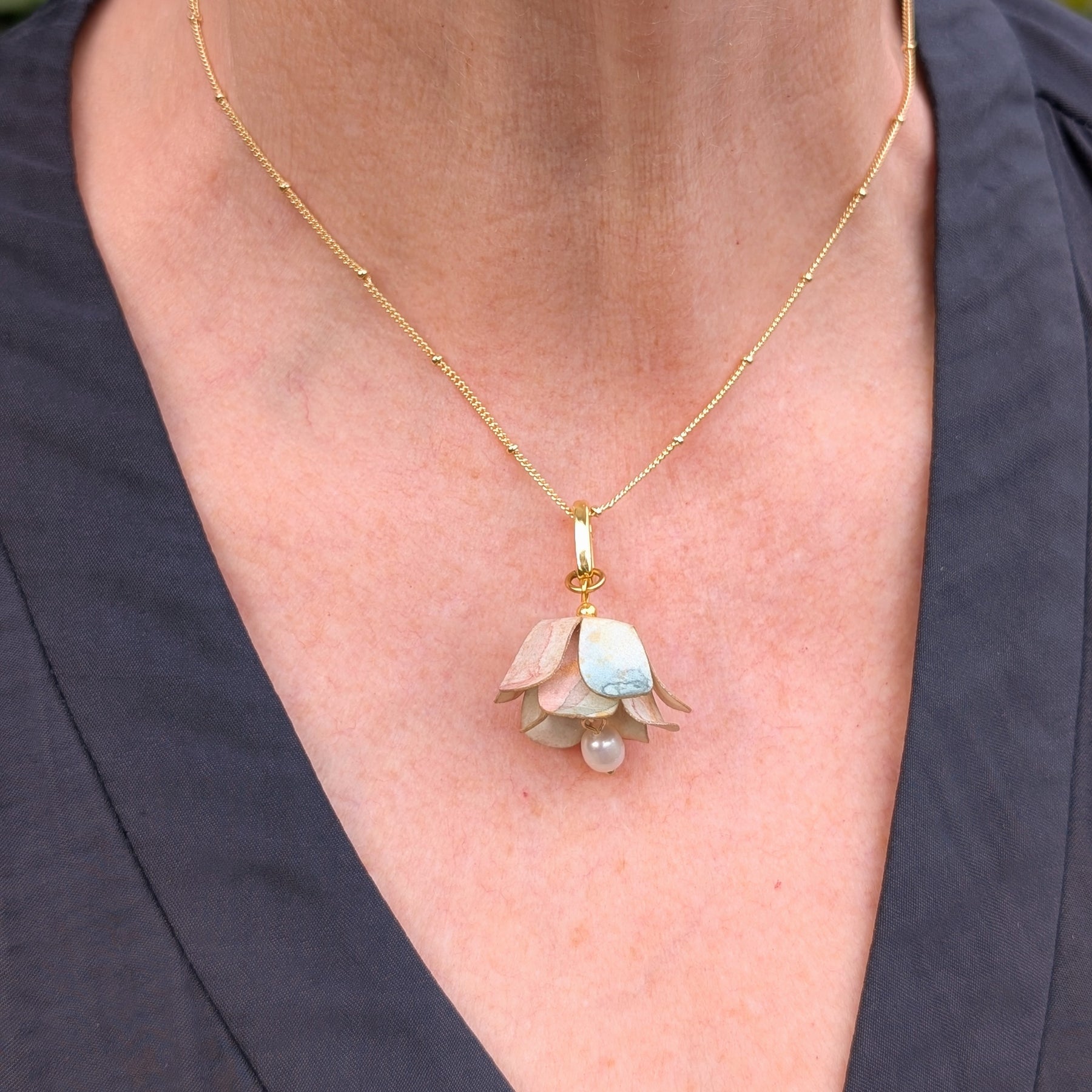 Lily of the Valley Necklace | Freshwater Pearl | Botanical Jewellery