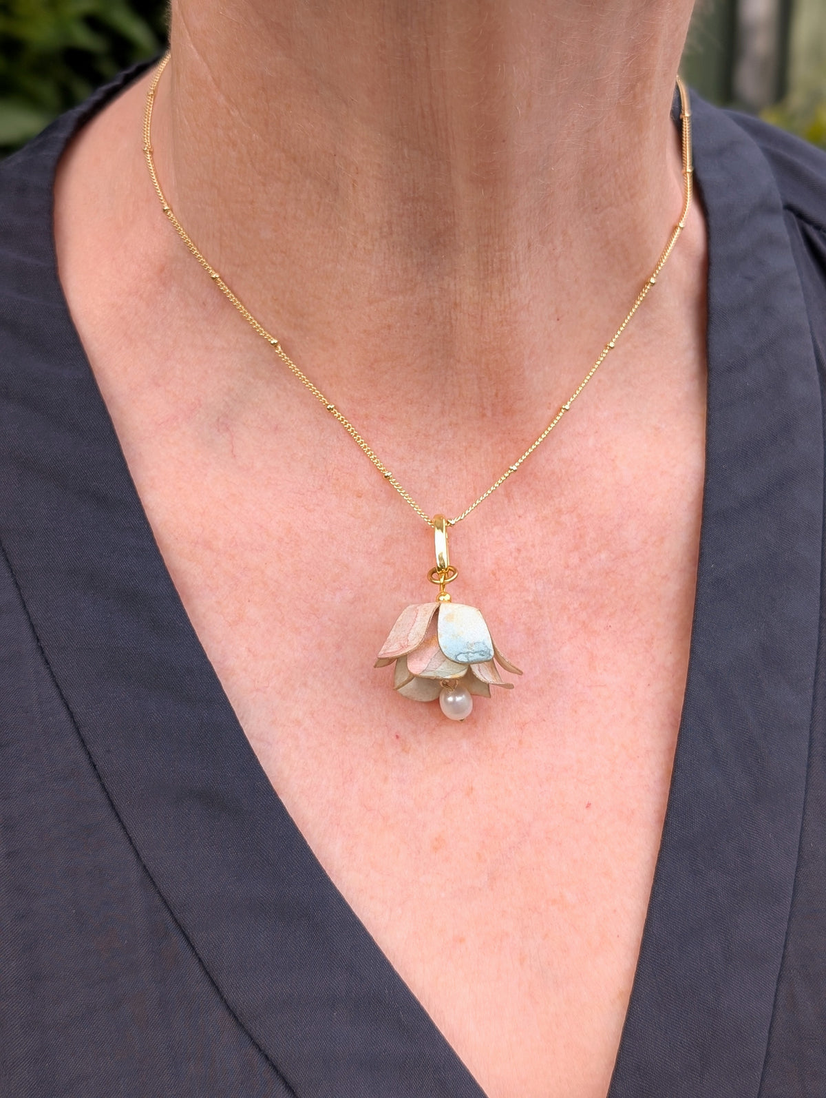 Lily of the Valley Necklace | Freshwater Pearl | Botanical Jewellery