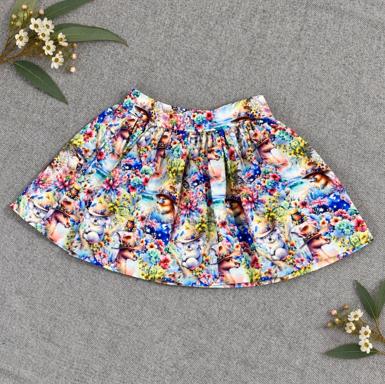 Australian Native Animals Floral Skirt – Sizes 4 & 5