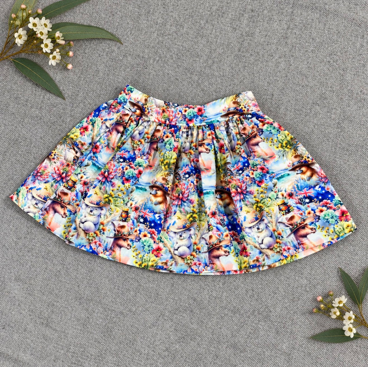 Australian Native Animals Floral Skirt – Sizes 4 & 5