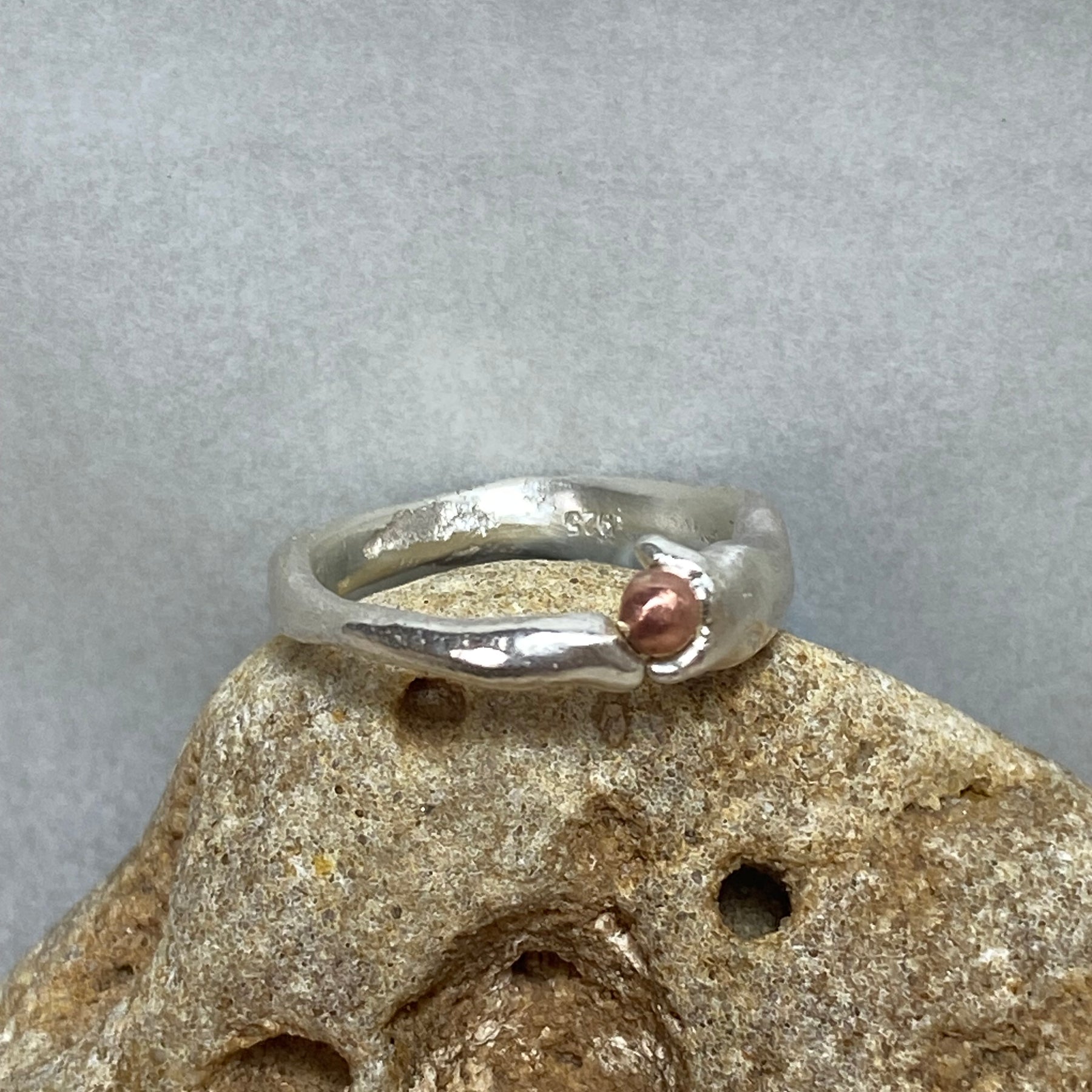Seed Ring | Sand Cast Sterling Silver with Copper