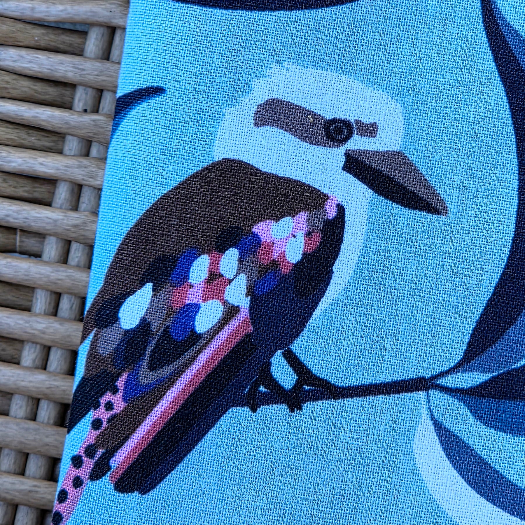 Sunglasses pouch, blue with kookaburras