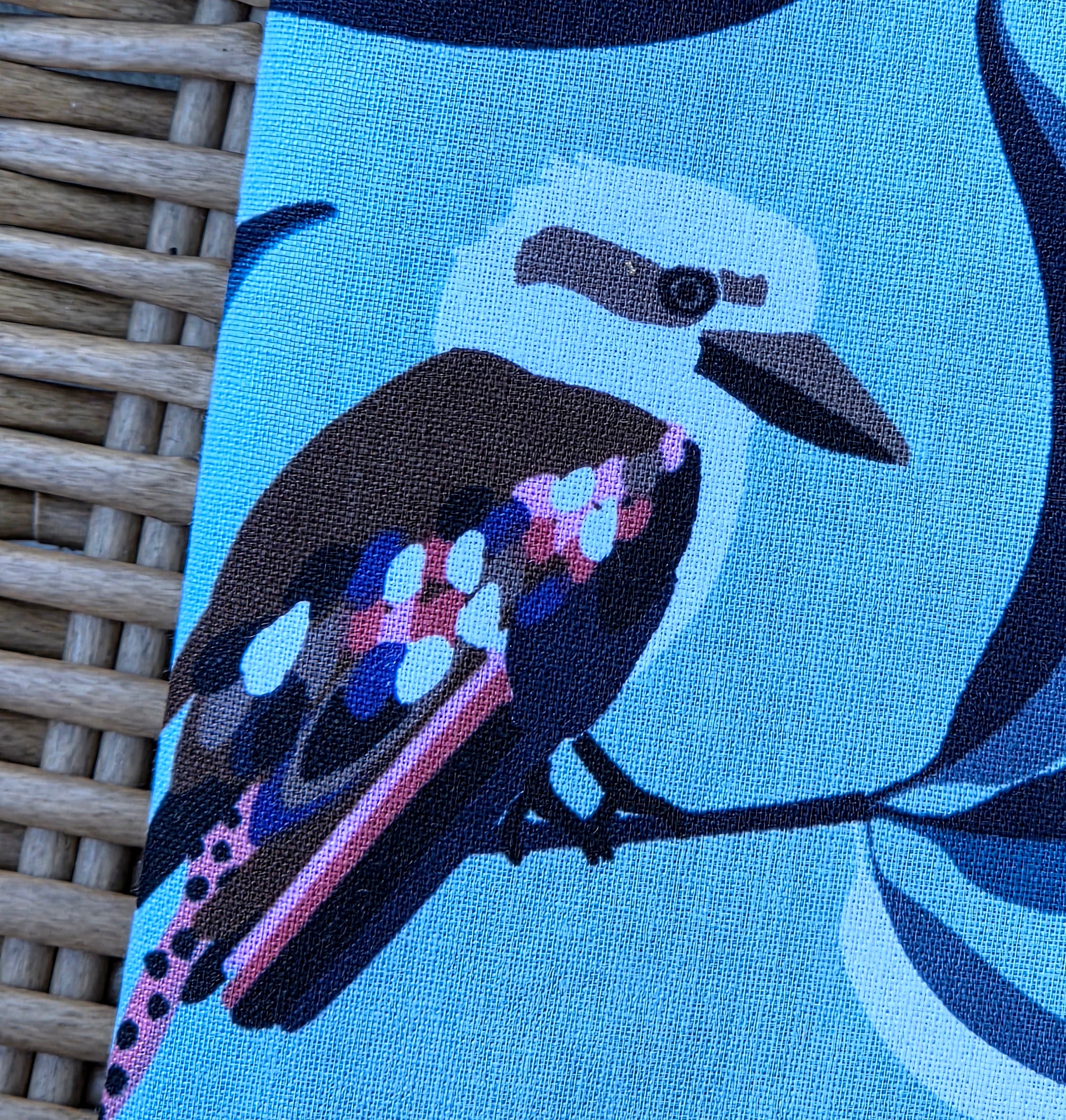 Sunglasses pouch, blue with kookaburras