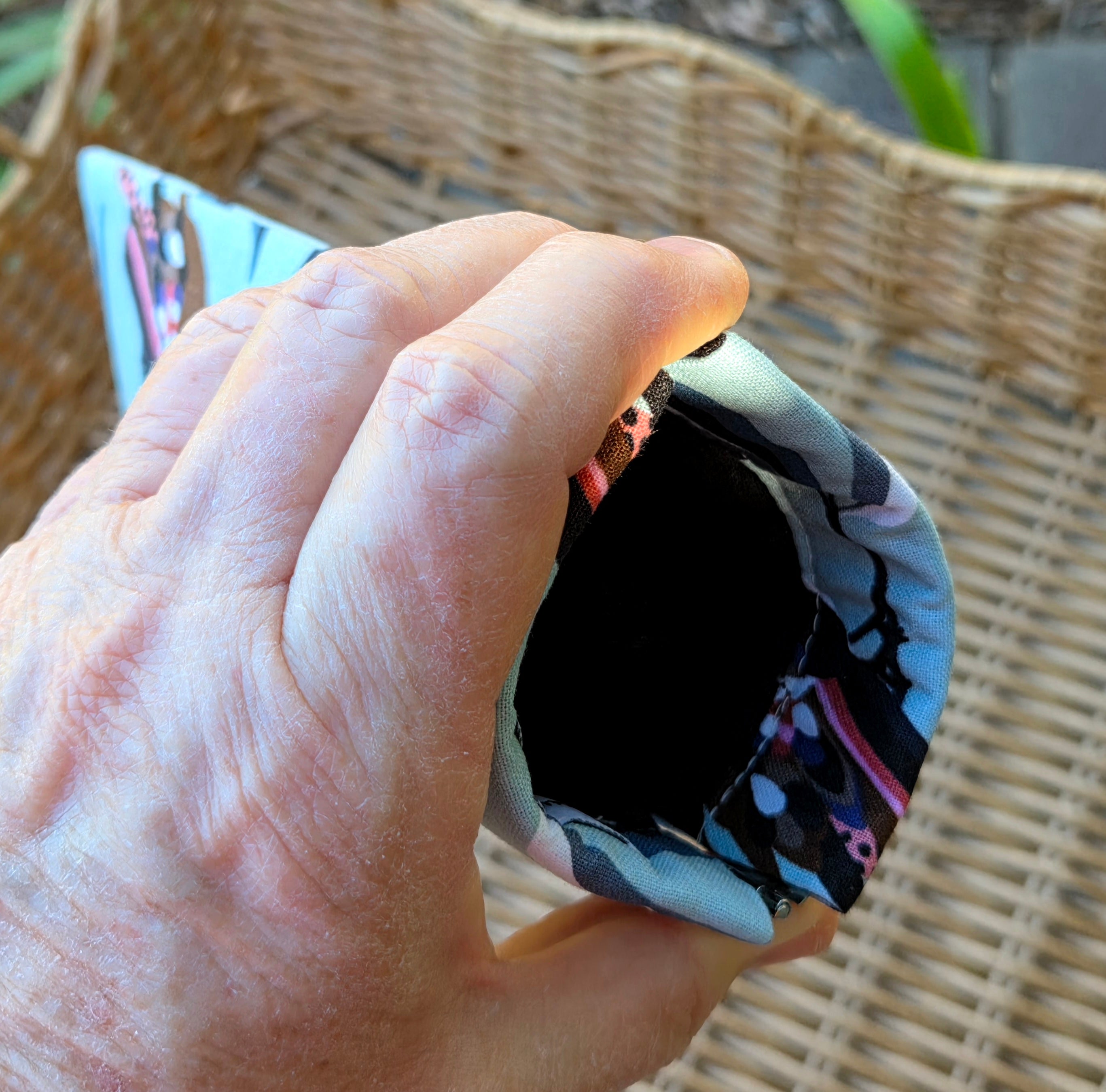 Sunglasses pouch, blue with kookaburras