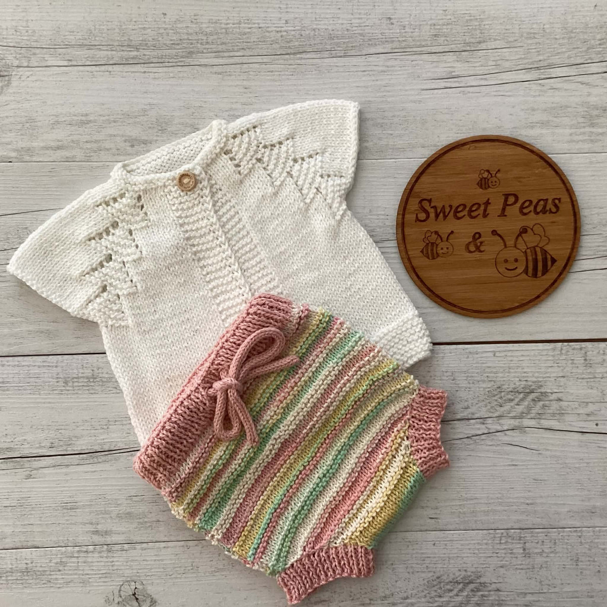 Hand Knitted Baby Girl Cardigan and Nappy Cover