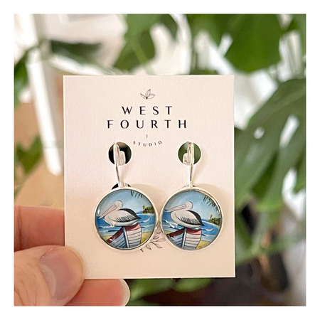 Pelican earrings. Wearable Art by David D'Aguiar