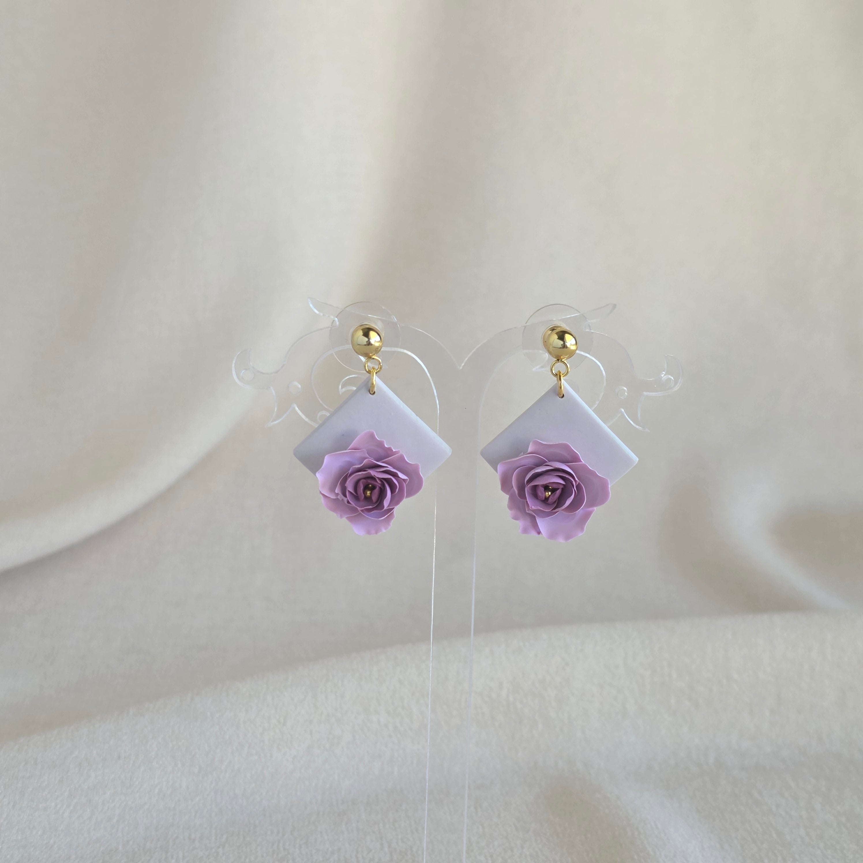 Blush Pink Floral Polymer Clay Earrings | Handmade Flower Earrings | Lightweight Gold & Pearl Statement Earrings | Bridal Jewellery | Gift for Her