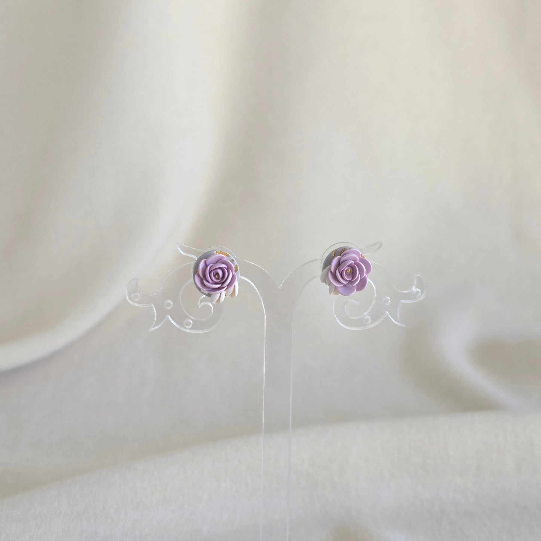 Blush Pink Floral Polymer Clay Earrings | Handmade Flower Earrings | Lightweight Gold & Pearl Statement Earrings | Bridal Jewellery | Gift for Her
