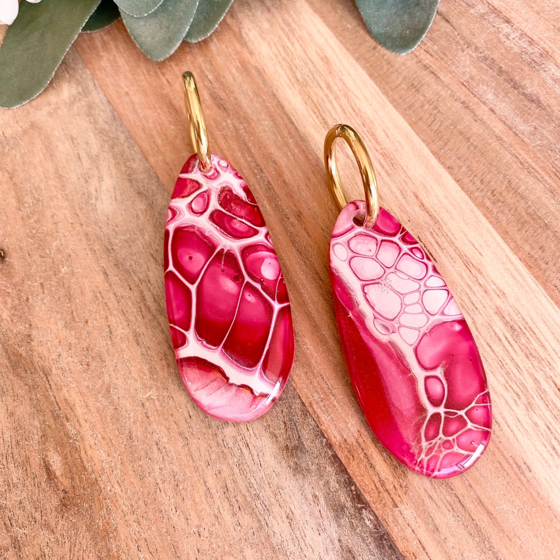Burgundy and Gold Statement Earrings