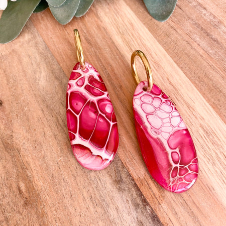 Burgundy and Gold Statement Earrings