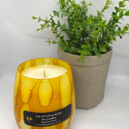 Yellow Tie Dye Glass with Egyptian Musk Fragrance