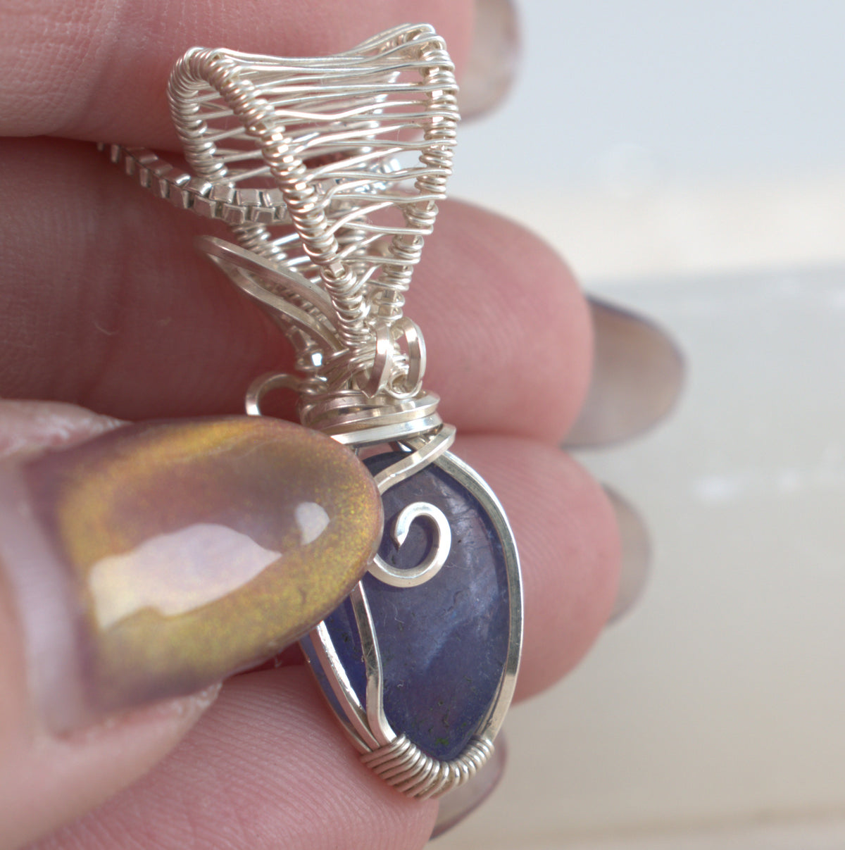 Indigo Sky - Tanzanite Wire Wrapped Pendant, December Birtstone
