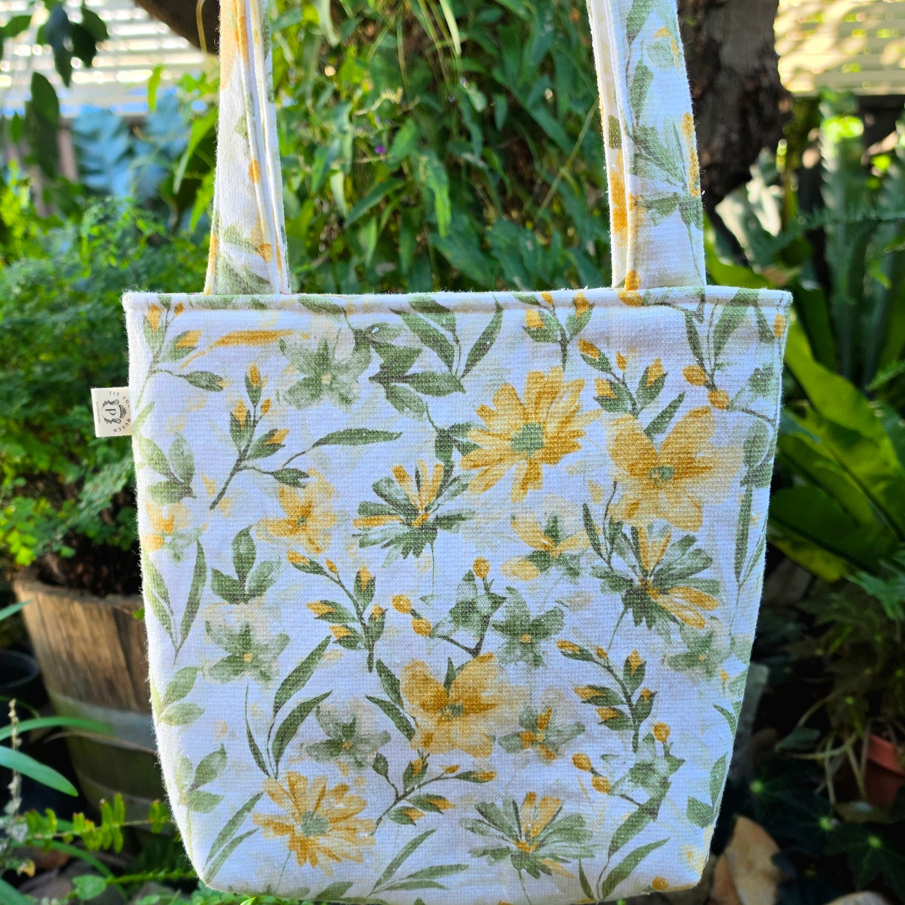 Upcycled Bunny Tote Bag Handmade from Thrifted Tea towel