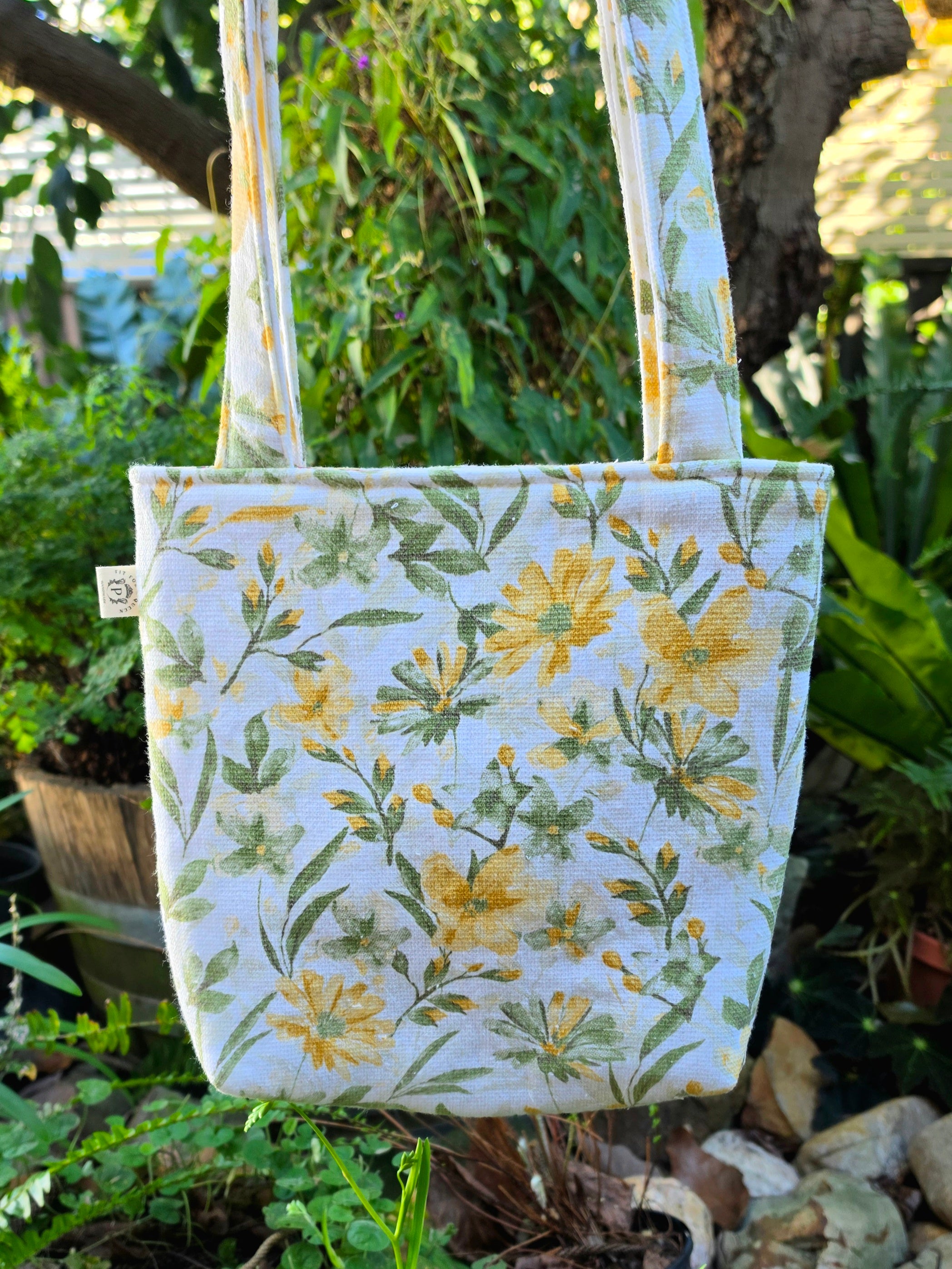 Upcycled Bunny Tote Bag Handmade from Thrifted Tea towel