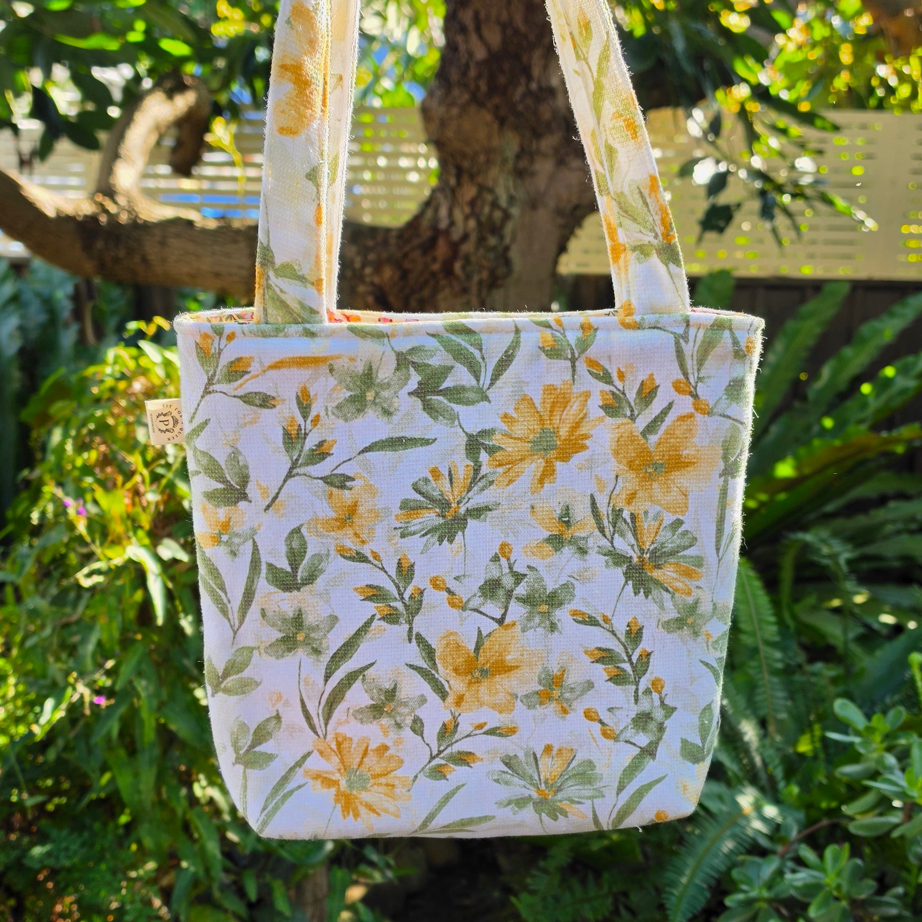 Upcycled Bunny Tote Bag Handmade from Thrifted Tea towel