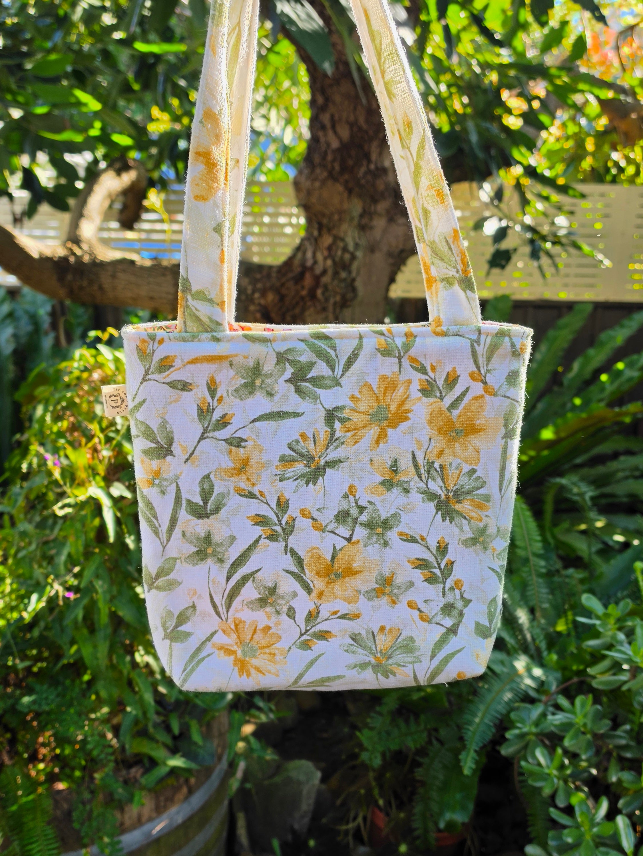 Upcycled Bunny Tote Bag Handmade from Thrifted Tea towel