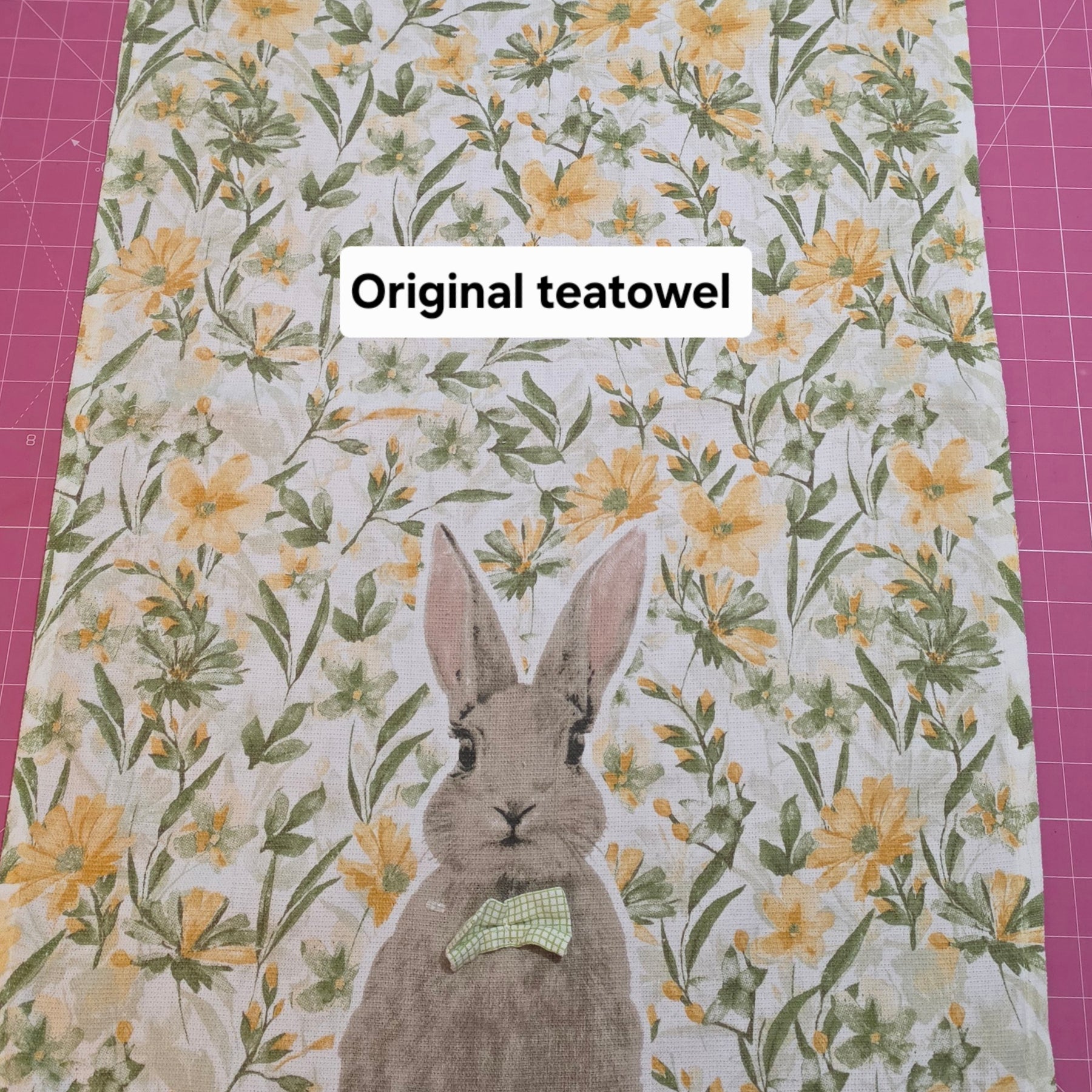 Upcycled Bunny Tote Bag Handmade from Thrifted Tea towel