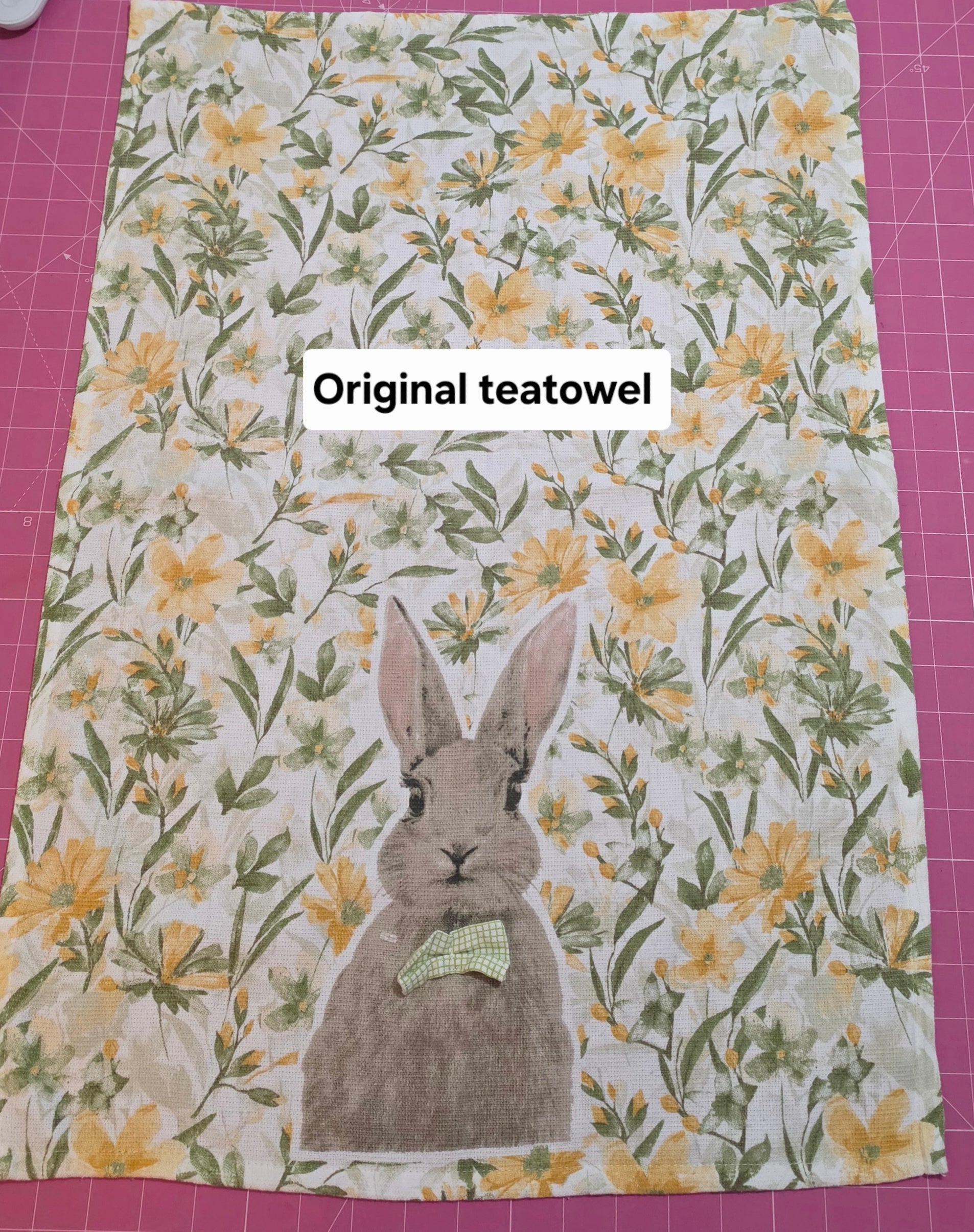 Upcycled Bunny Tote Bag Handmade from Thrifted Tea towel